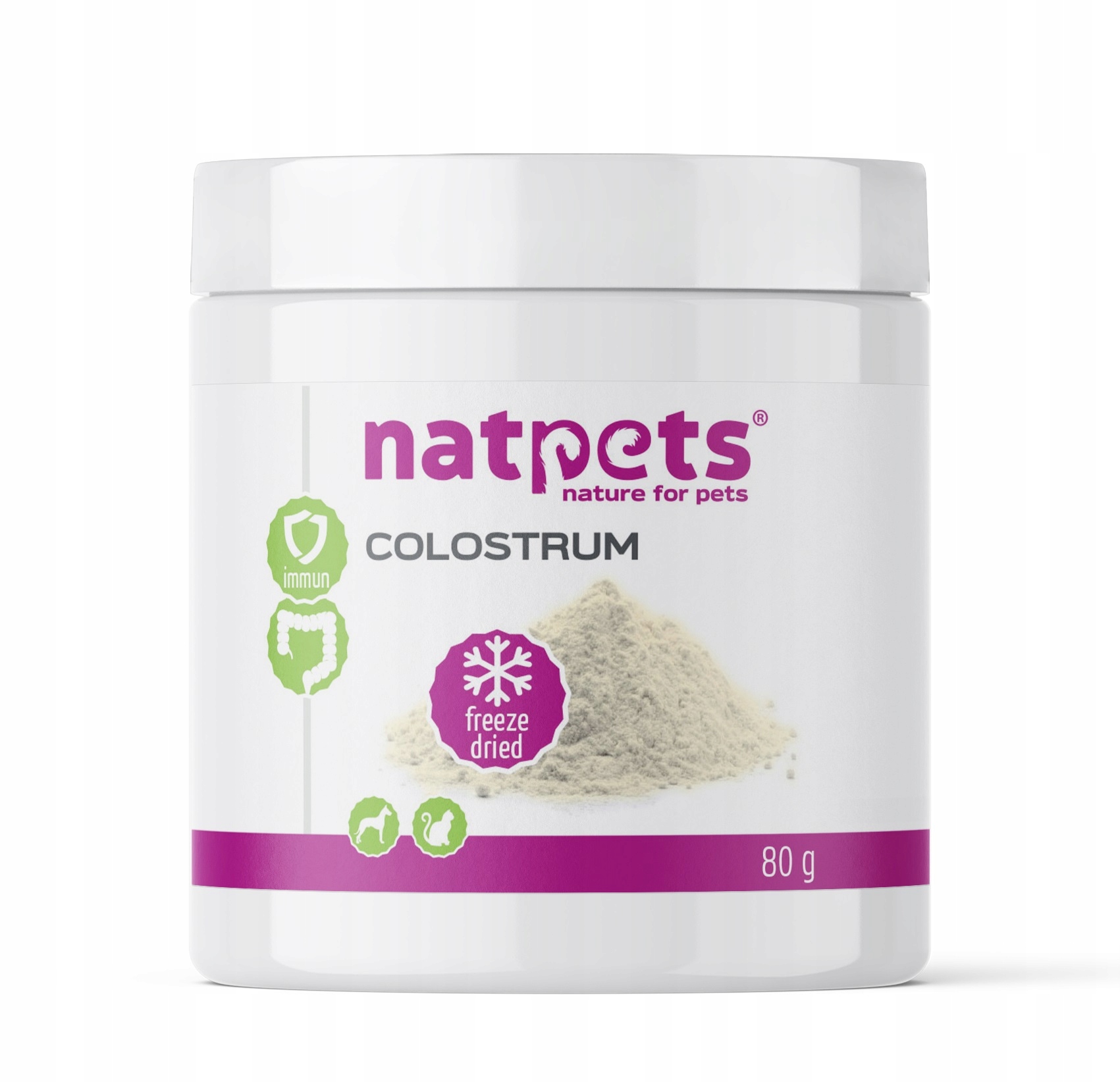 Levně Lyofilizované kolostrum 60 % IgG 80 g pro zvířata (pes, kočka, kůň) NatPets