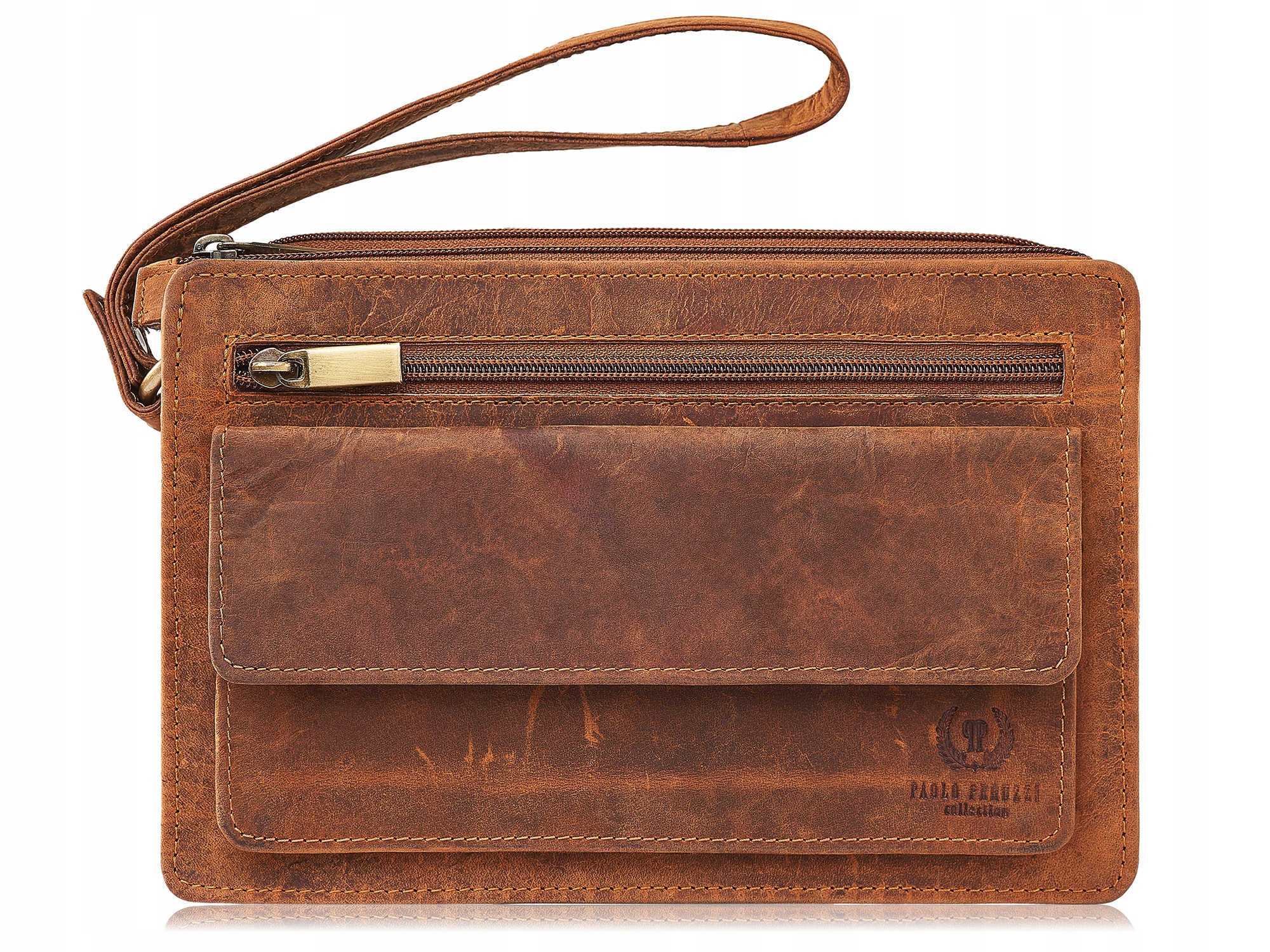 Velká pánská kožená taška na dokumenty s páskem do ruky ve stylu vintage