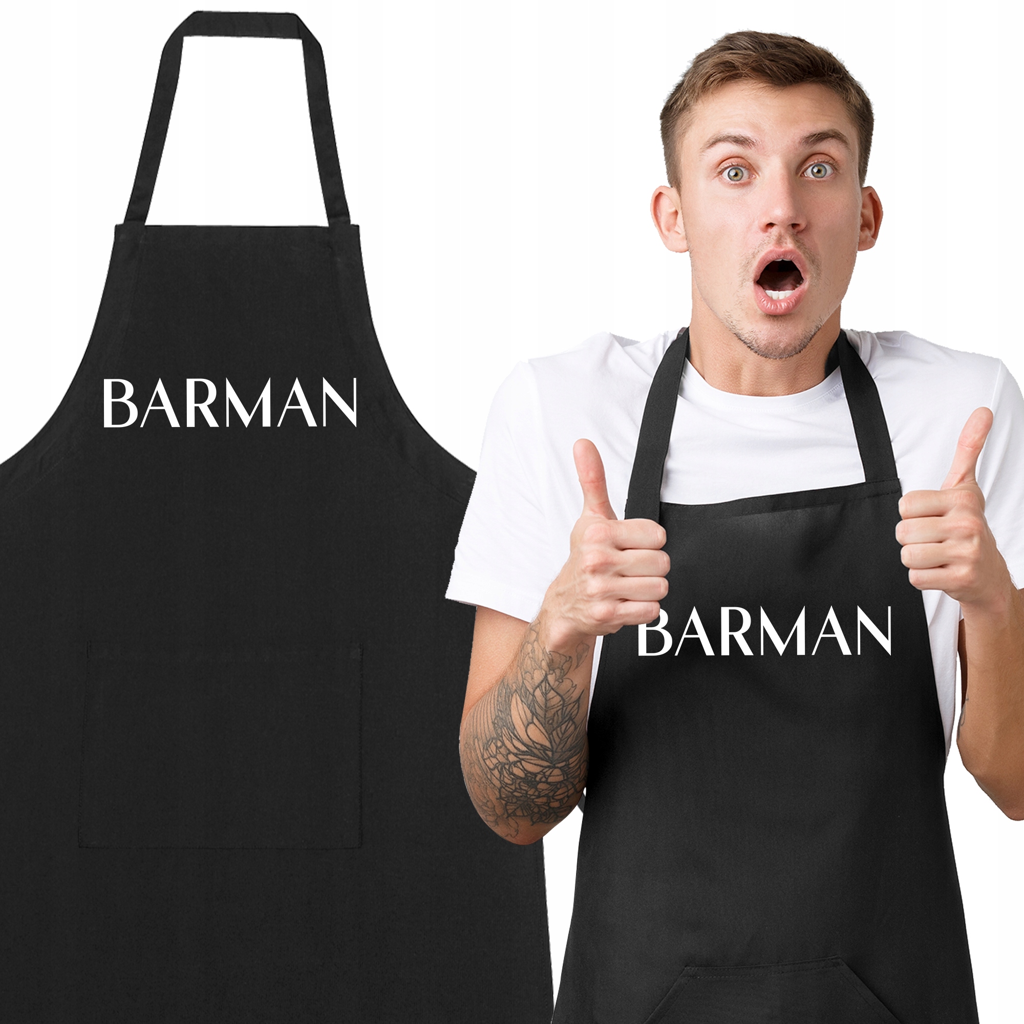 Černá bavlněná zástěra pro mistra barmana Zábavná zábava Mnoho vzorů
