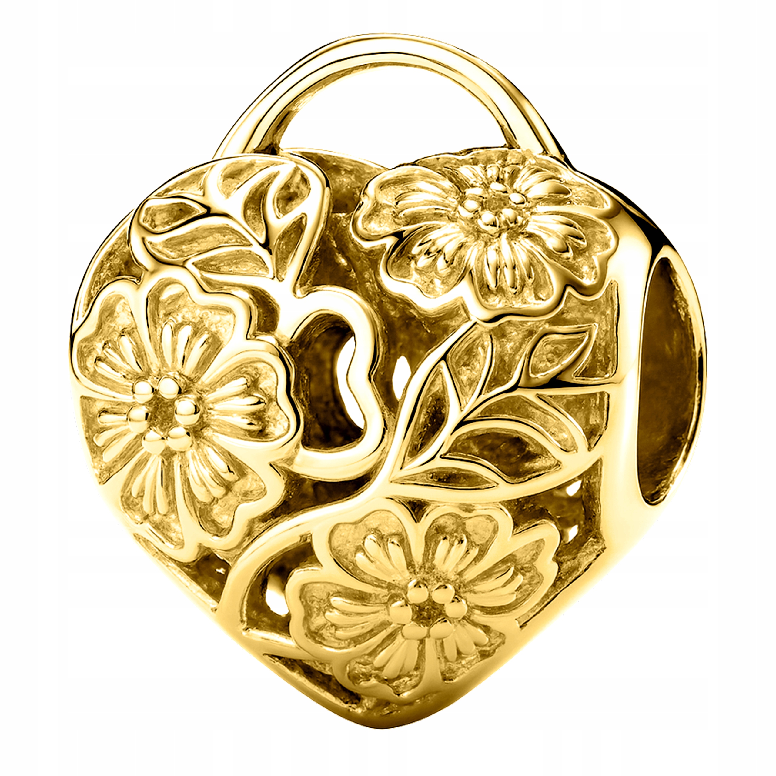 Zlatý přívěsek Srdce Květiny Zámek stříbro 925