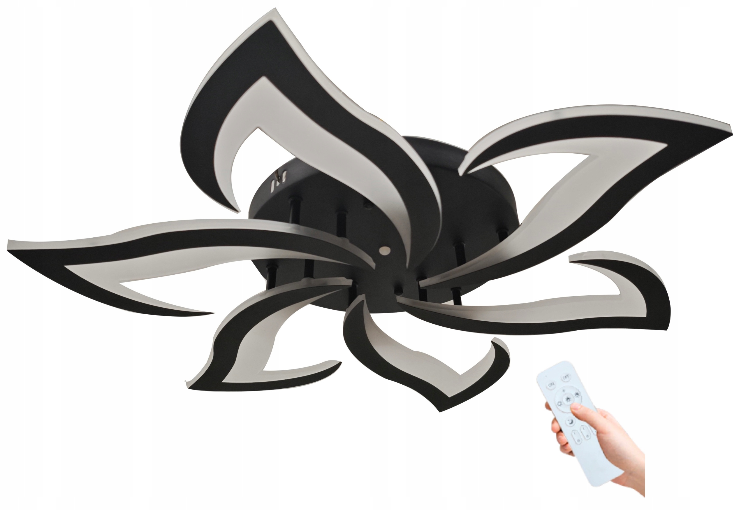 LAMPA LED PLAFON EKO PREMIUM WISZĄCA LOTOS 6 ringów 66W CZARNA PILOT