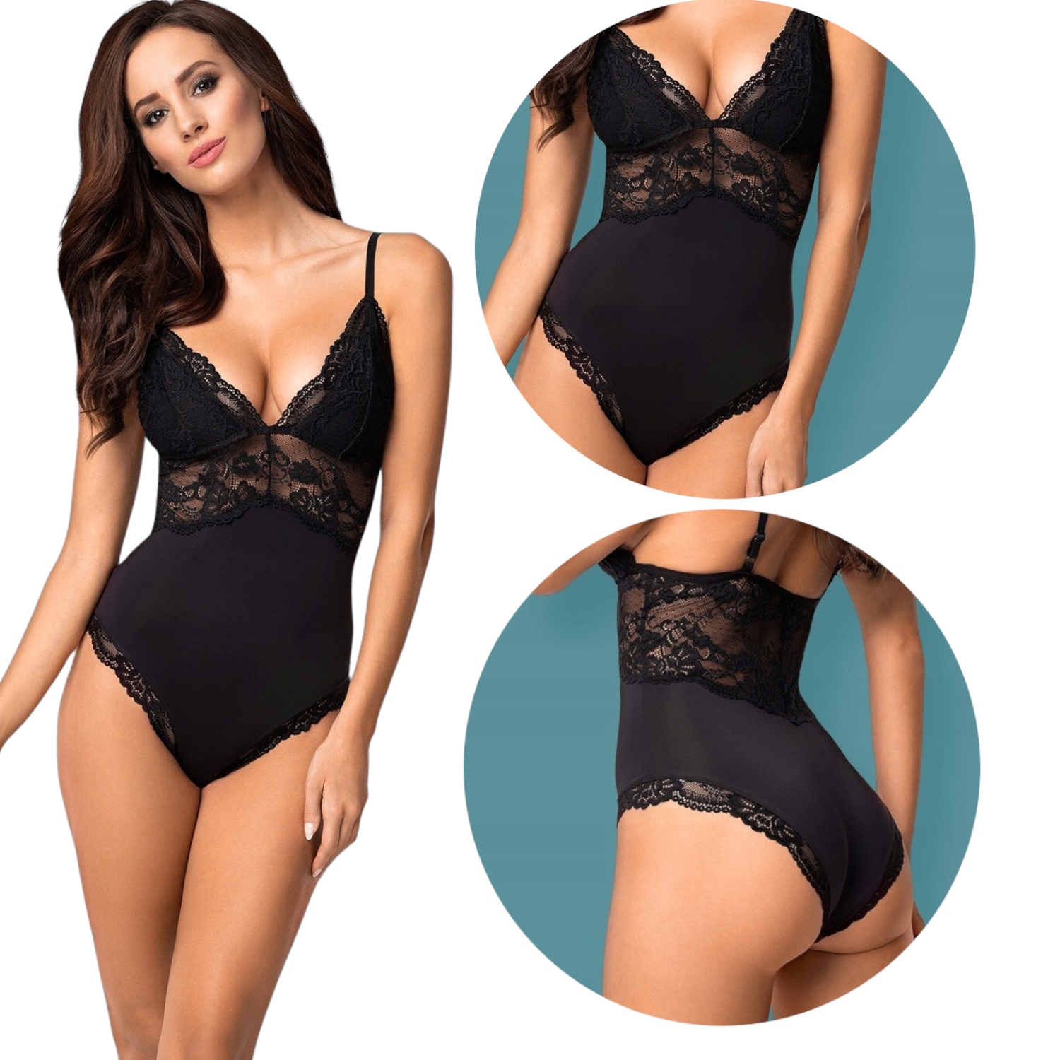 

Obsessive 810-TED-1 Body z koronką *2XL* czerń