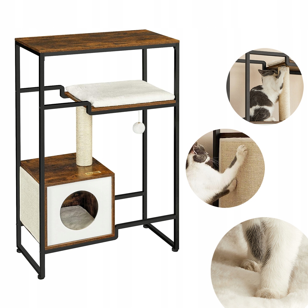 Drapak dom dla kota Legowisko słupek do drapania Wieża 2w1 drzewko Z Półką