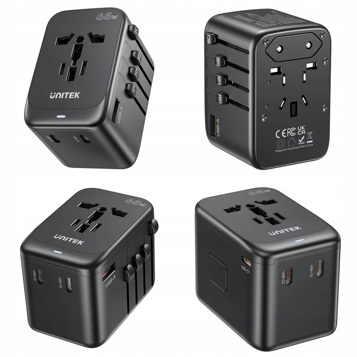 Unitek P1122ABK01 Ładowarka podróżna Eu/us/uk/aus Pd 65W >200 krajów