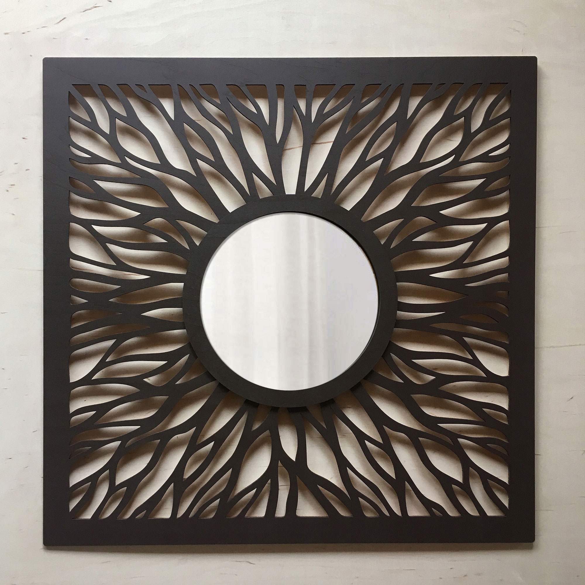 Lustro ścienne SOLAR 60x60cm, Obraz drewniany