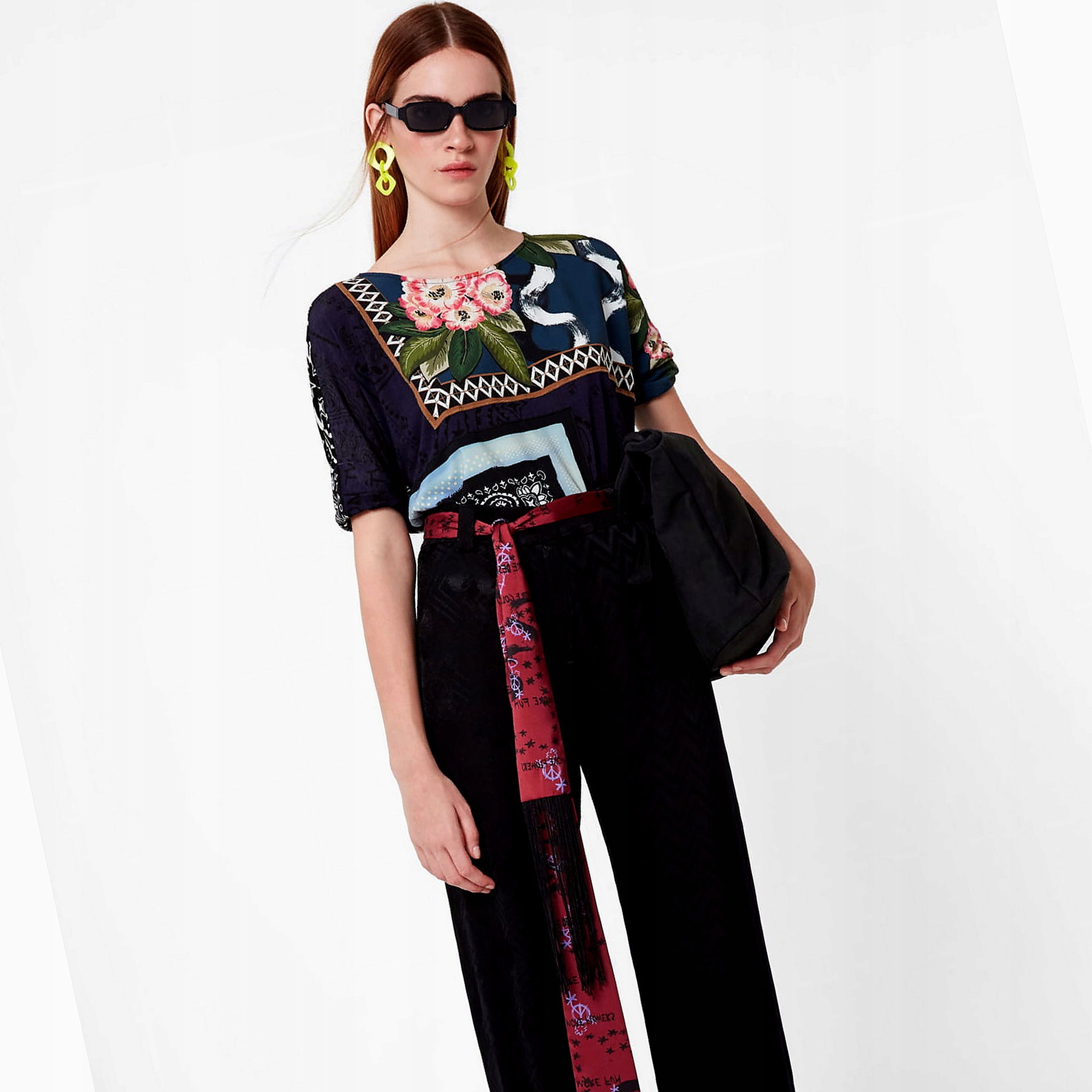 Desigual elegantní dámské kalhoty s vysokým pasem, velikost S 36