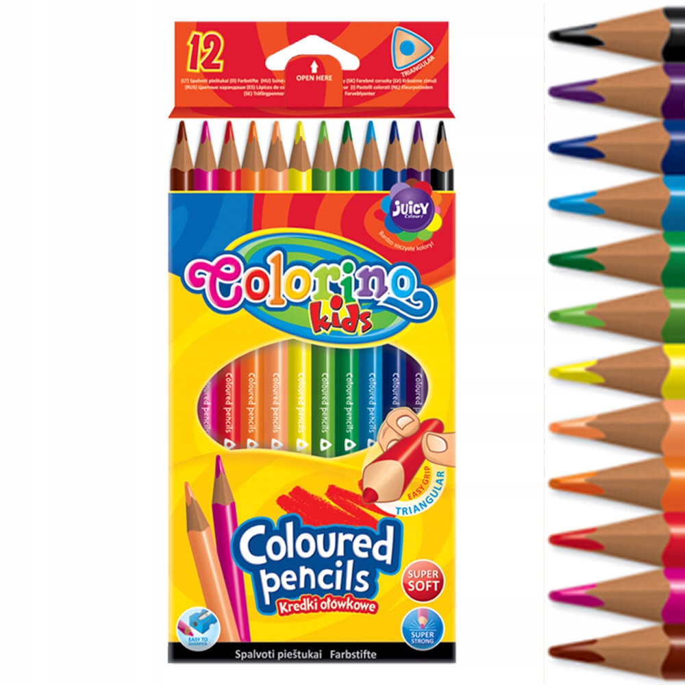 

Kredki ołówkowe trójkątne 12 sztuk Colorino