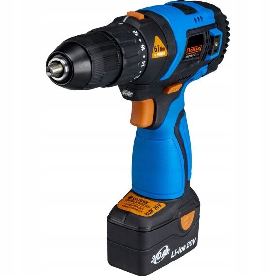 Narex Asv 202-2B aku vŕtačka 20V/2*2Ah, 67 Nm, 0-500/1800 ot./min