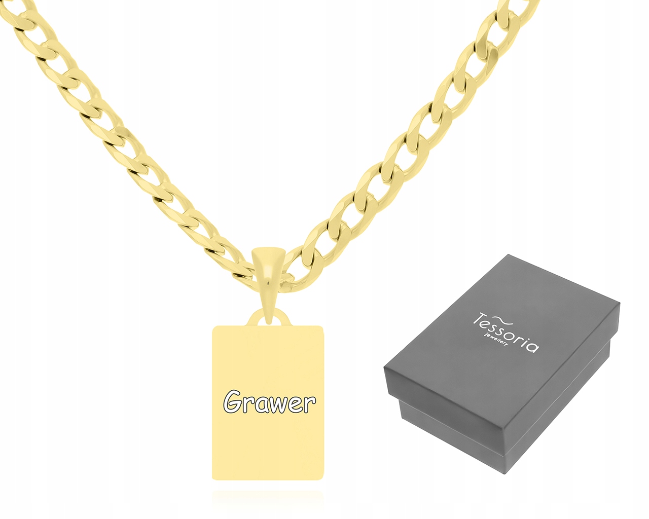 Pánský Zlatý Vojenská Známka S Platničkou A Gravírování , délka 55 cm, Stříbro 925