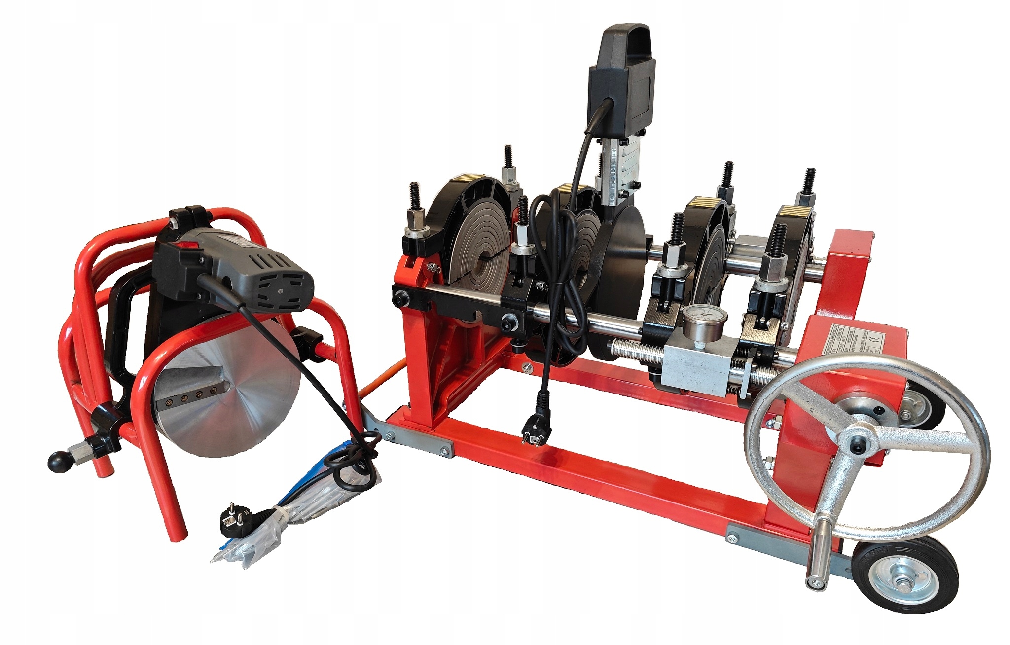 Profesionální čelní svařovací stroj na trubky Pp Pe Pvdf Hdpe 50-200 s manometrem