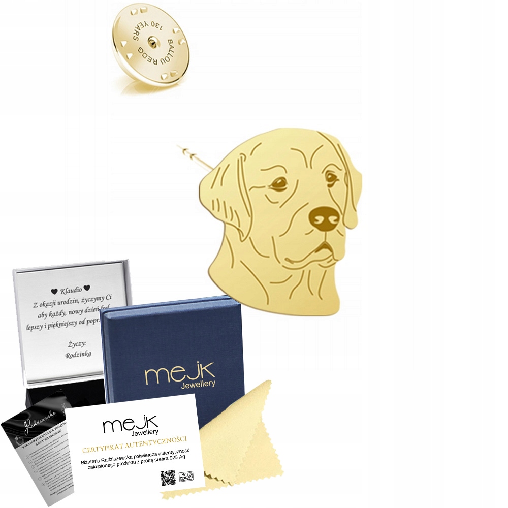 Odznak Zlatá se psem Zlatý retrívr 925 Šperky Žena Věnování Bonus