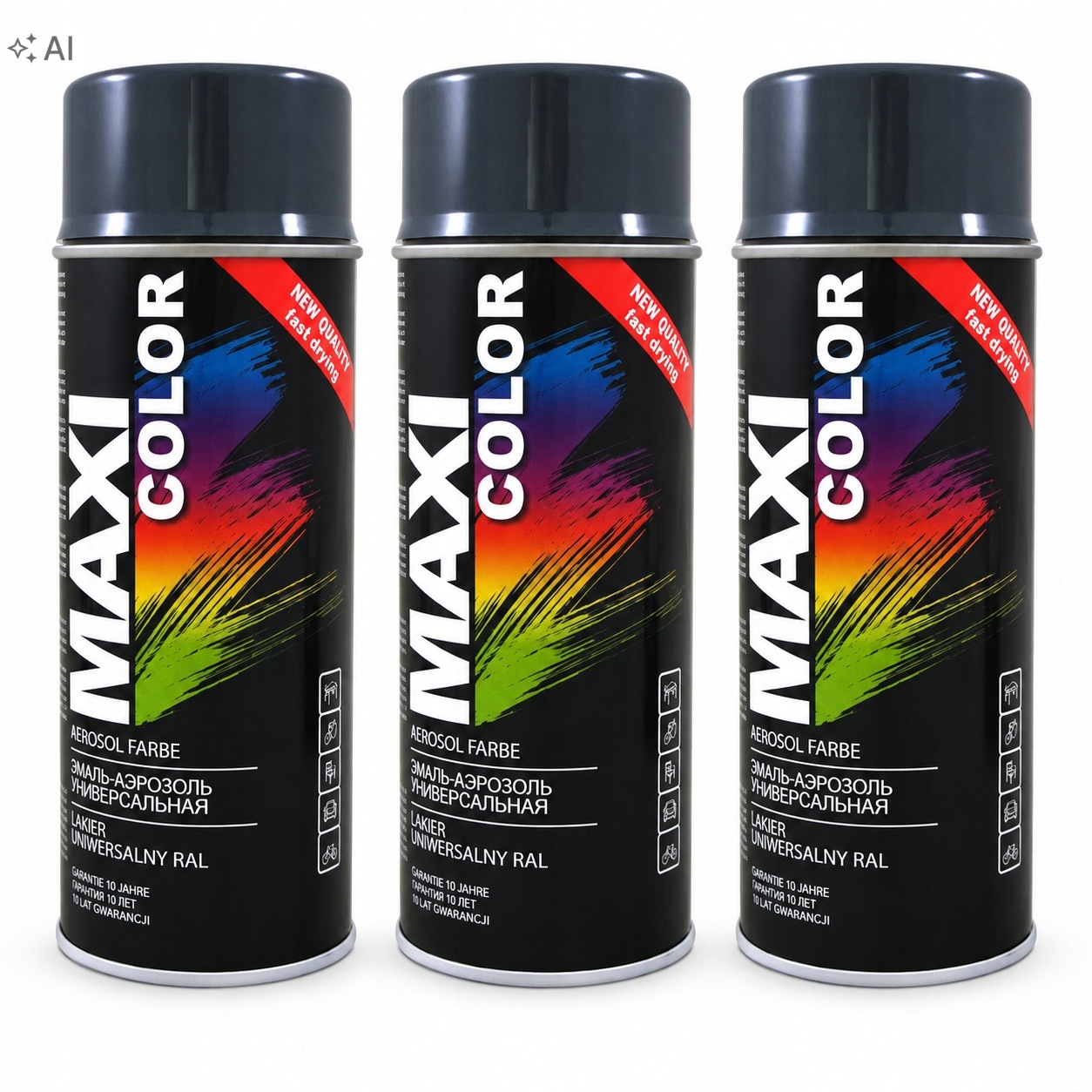 Lakier Maxi Color Ral 7016 antracyt połysk spray 3x400 ml