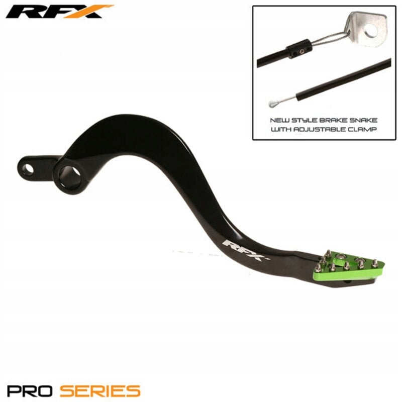 Páka zadnej brzdy Rfx Pro St (čierna/zelená) Kawasaki KX250 FXRB2050199GN