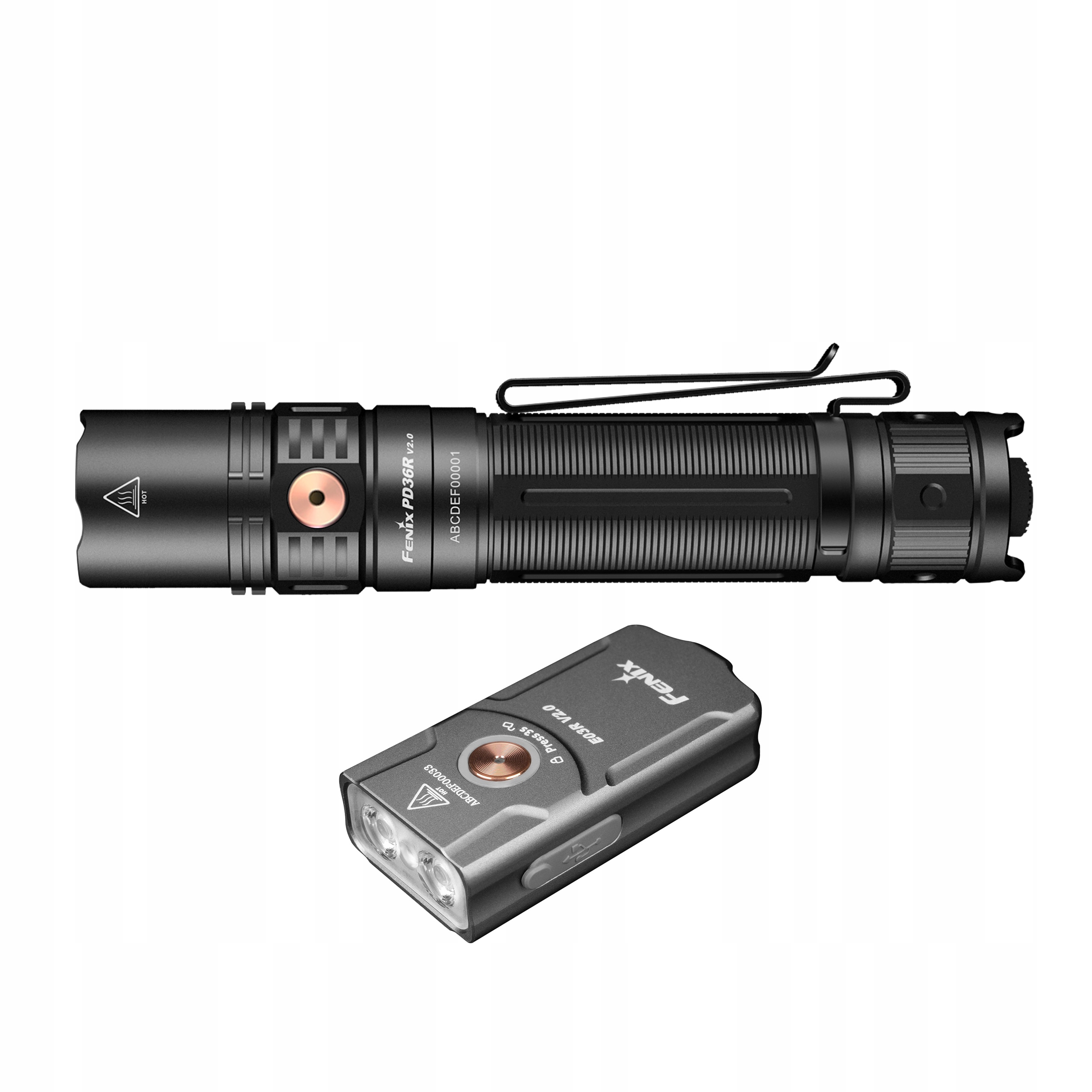 Sada Led svítilen Fenix PD36R Pro a E03R V2.0 šedá