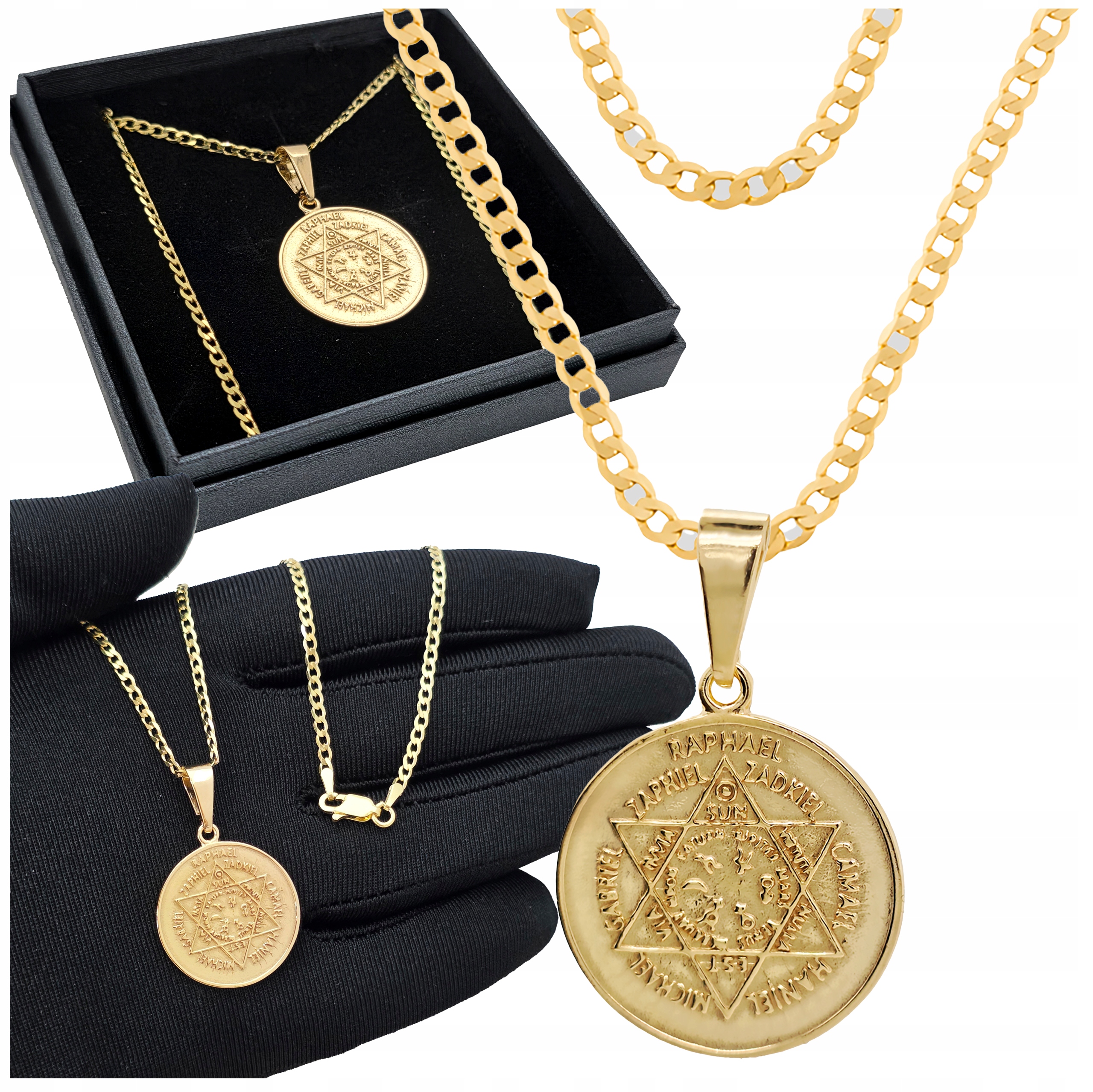 Náhrdelník Stříbro pr 925 Pečeť sedmi archandělů Zlatý Medailon Talisman