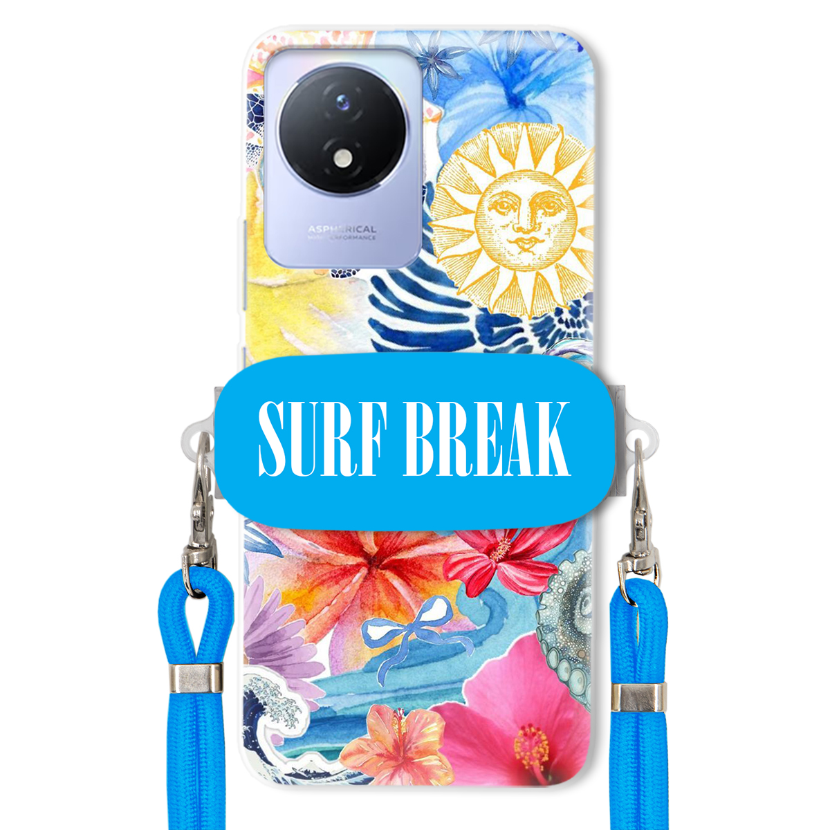 Puzdro pre Vivo Y02 Vodítko Crossbody Blue Držiak Surf Break Pancierové Prázdninové