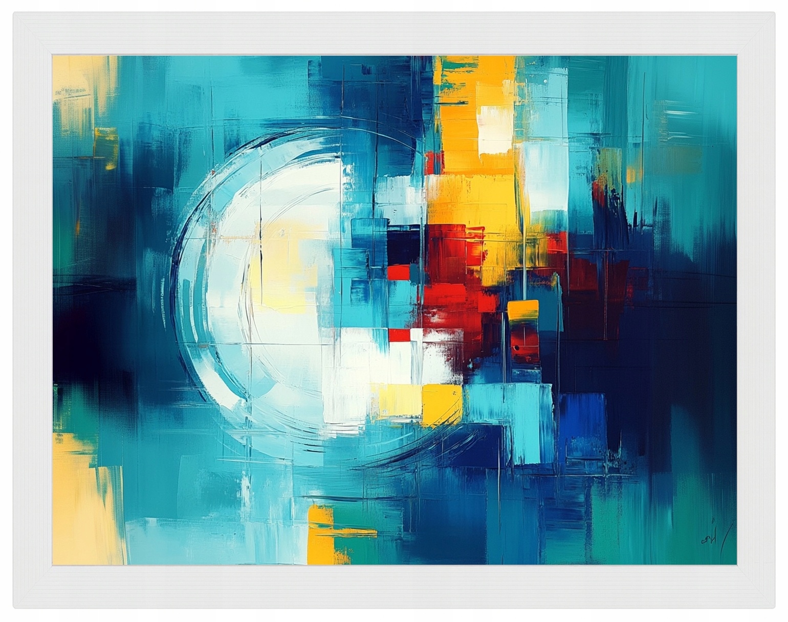 Plakát Rámeček Dřevo Abstrakce Geometrie Kompozice Kolo Barva 80x60