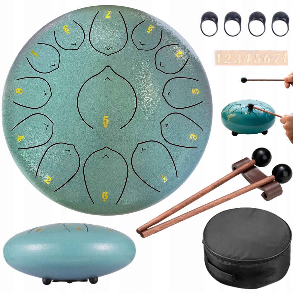 13-ZLATÝ Tongue Drum Tank Handpan 12 Palců Modrý Jazykový Buben