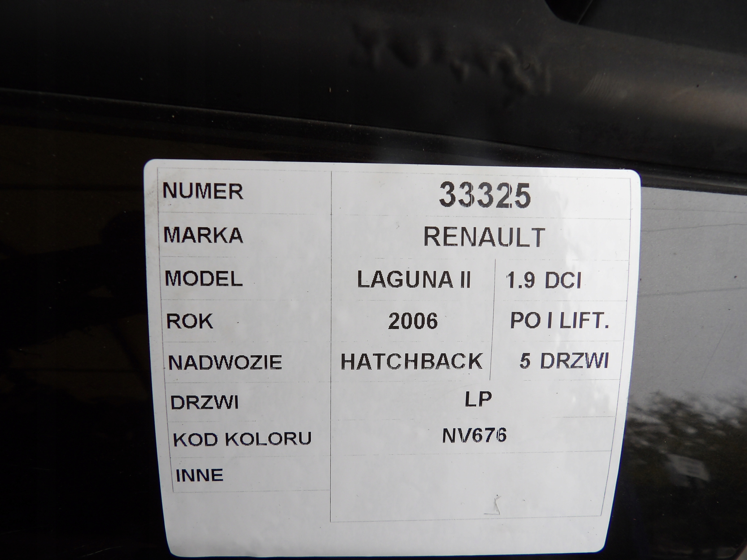 Renault Laguna II door left front HB 5D lak. NV676