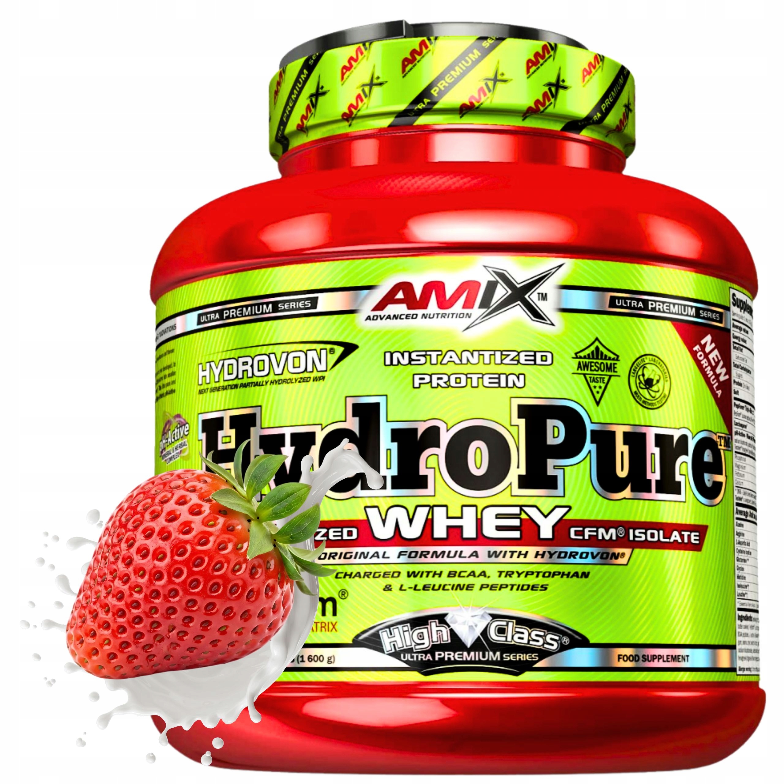 Amix HydroPure Whey Hydrolyzát Wph LactoSpore Bílkoviny Jahodová příchuť