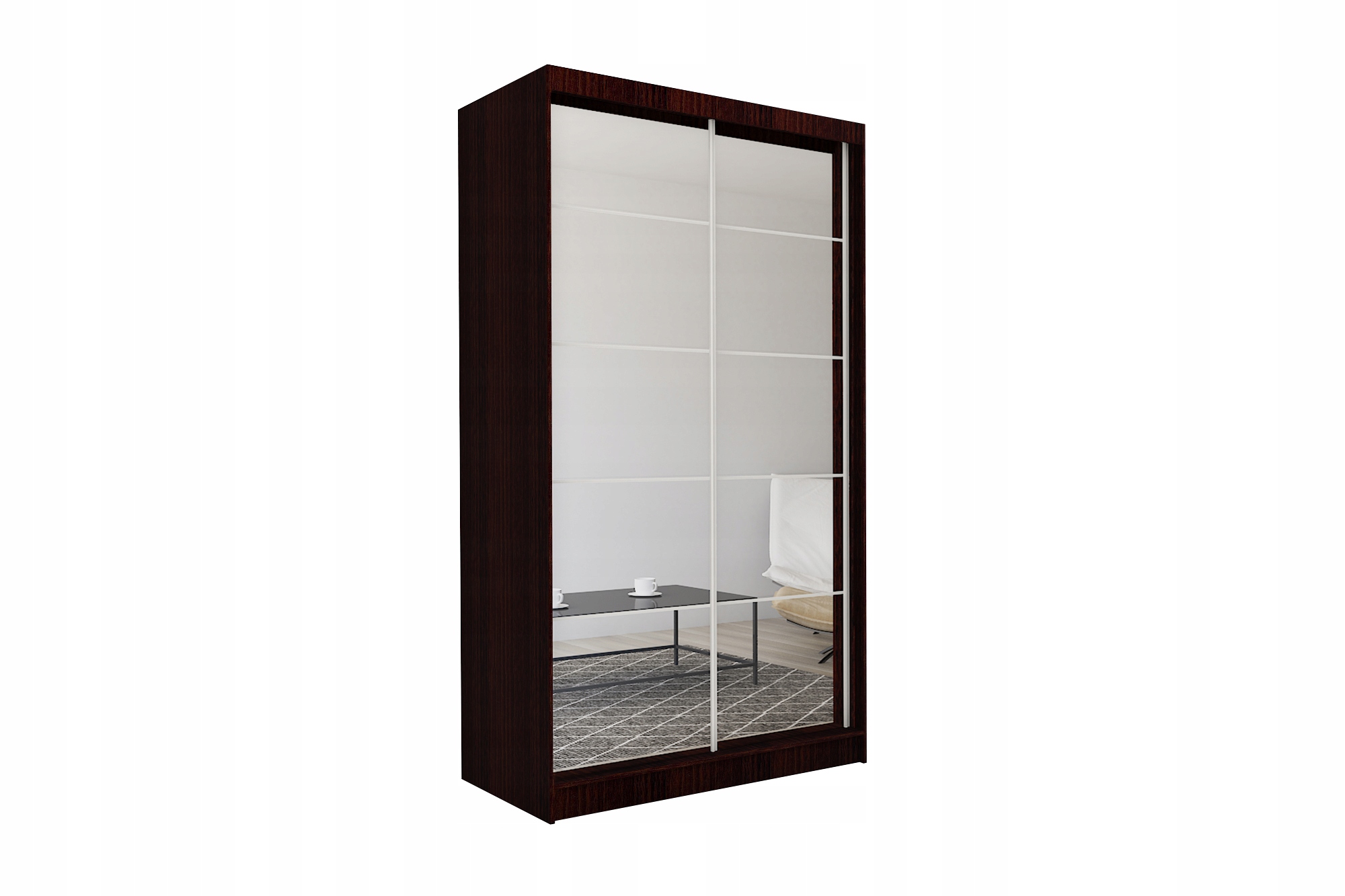 Skříň 150 cm se zrcadlem Skříň Dvoudveřová Wenge