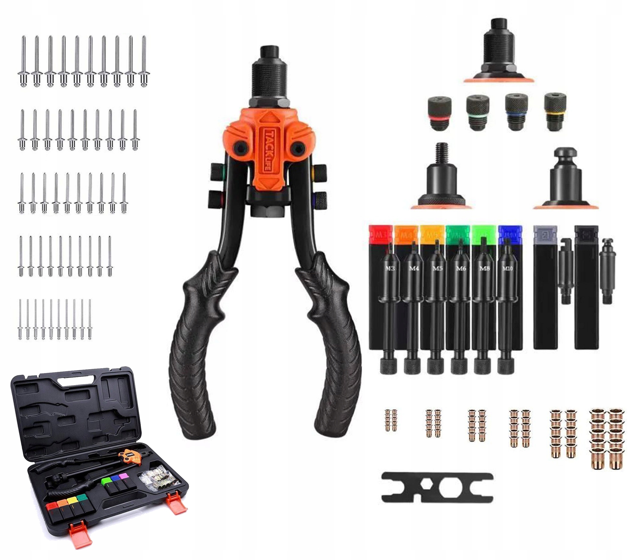 3v1 Combo Nýtovačka Na Nýty Nýty Rozvrtávačka 121 Kusů Kufr