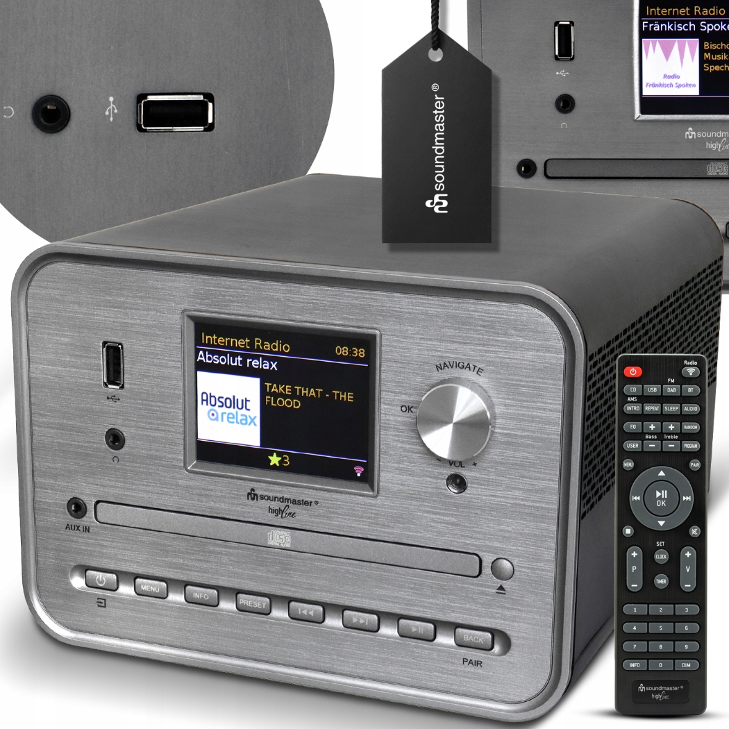 System Audio Soundmaster Radio CD Sleep Timer Aux Usb Bluetooth W-fi Pilot