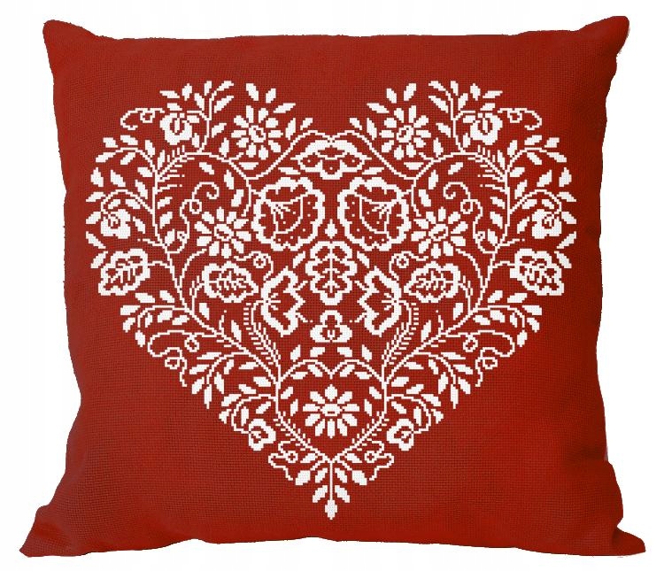 Vyšívací sada Polštář Srdce Bílá výšivka