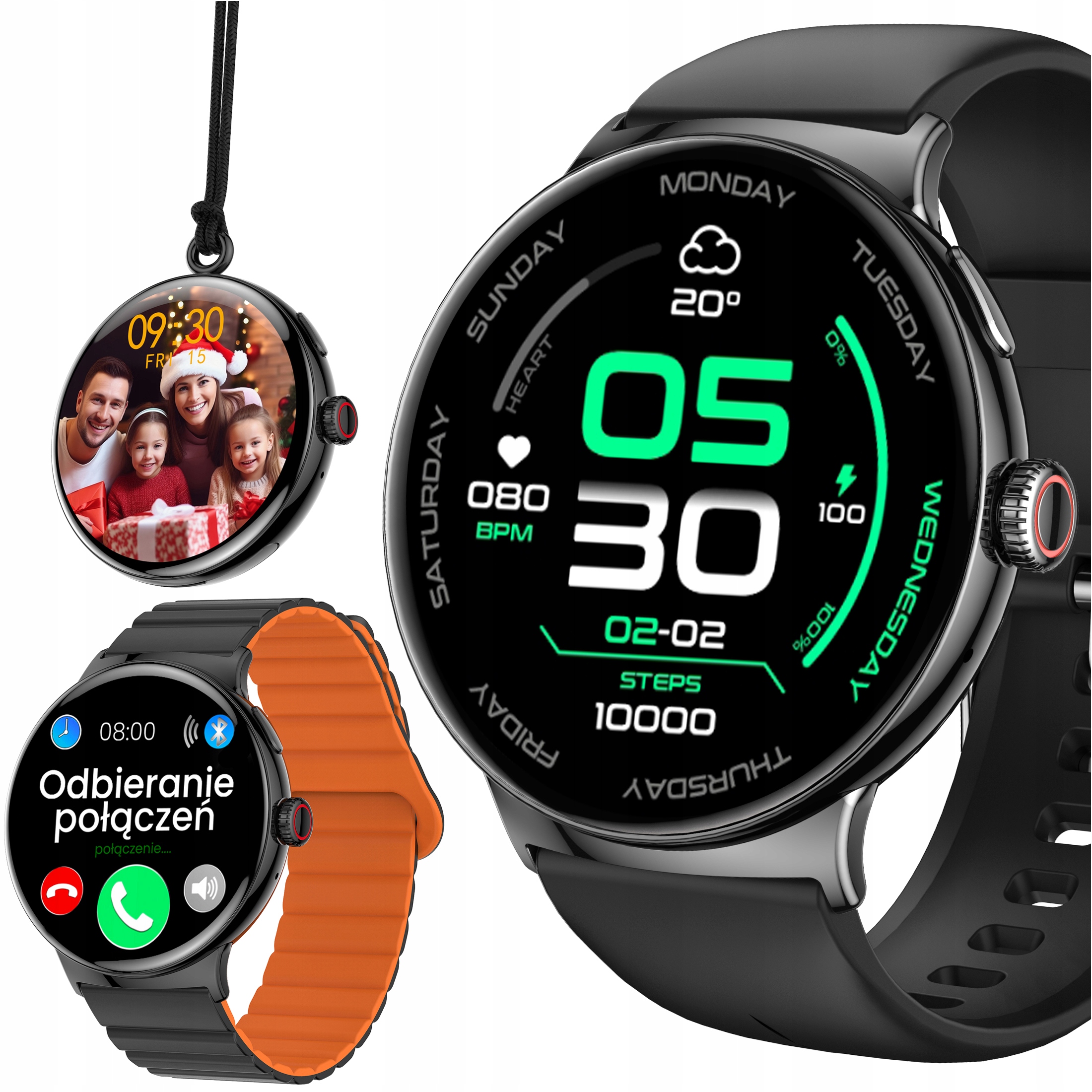 SMARTWATCH ZEGAREK ROZMOWY ODPOWIEDŹ SMS PULS POLSKIE MENU SMART