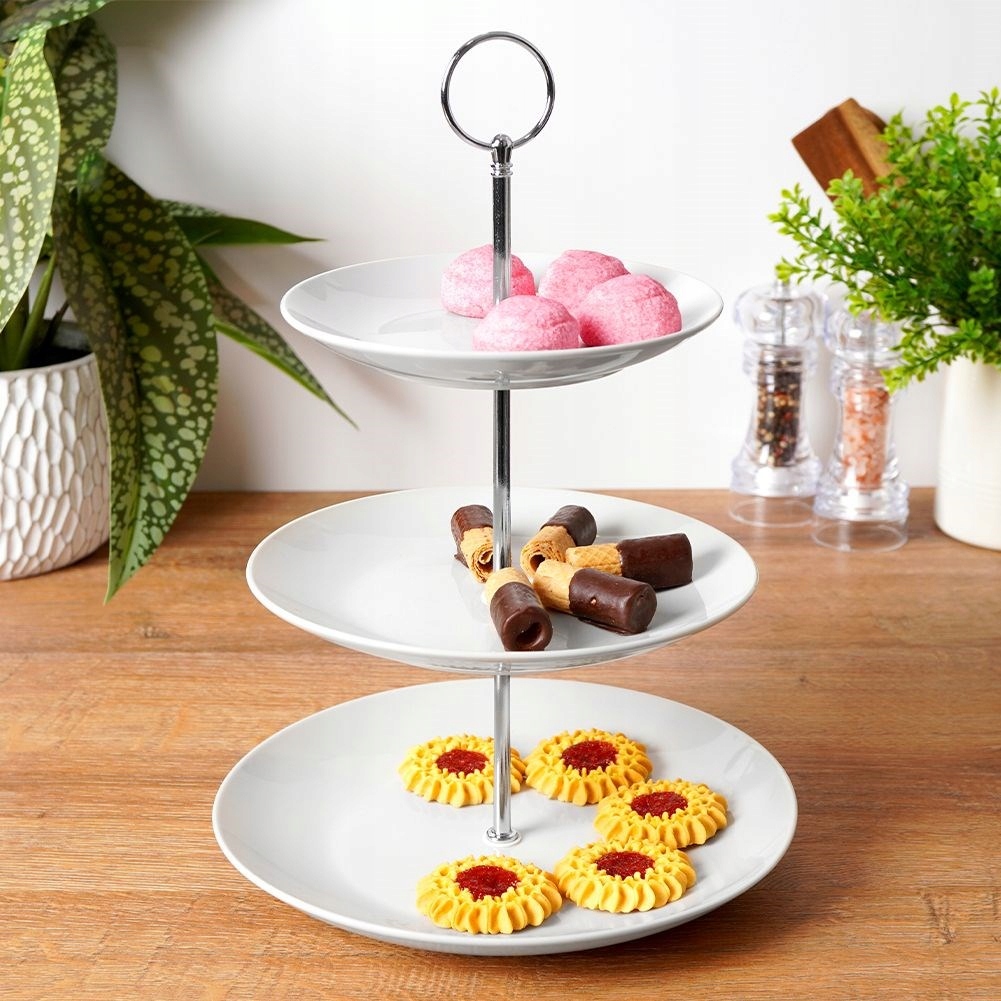 atera 3-PIĘTROWA poziomowa taca na ciasto ciastka owoce przekąski desery Marka Excellent Houseware
