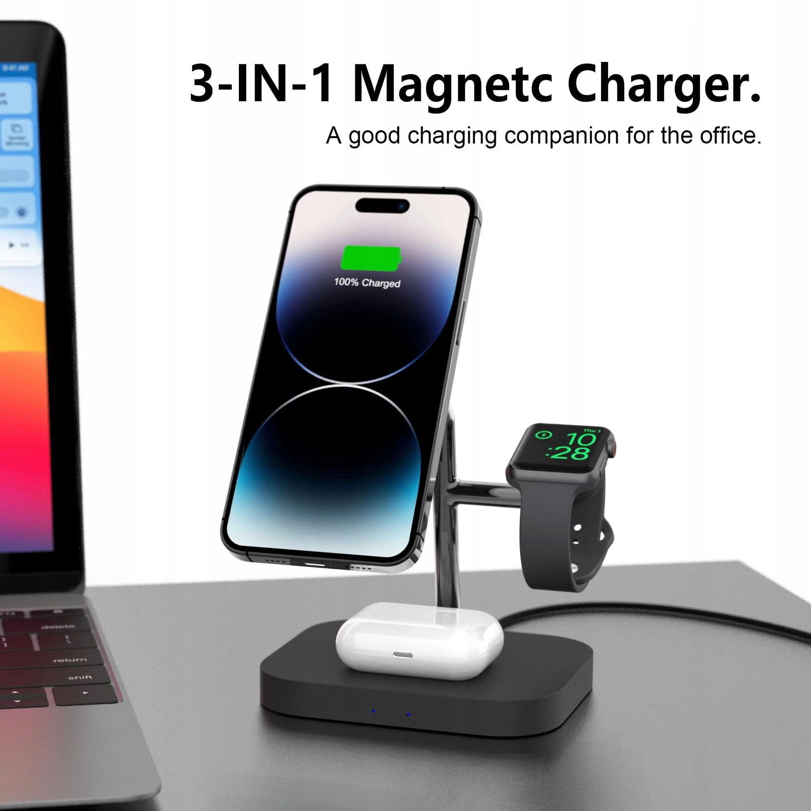 BOARAINO Stacja Magnetyczna Ładowarka 3w1 Do iPhone Apple Watch AirPods — miniatura 7