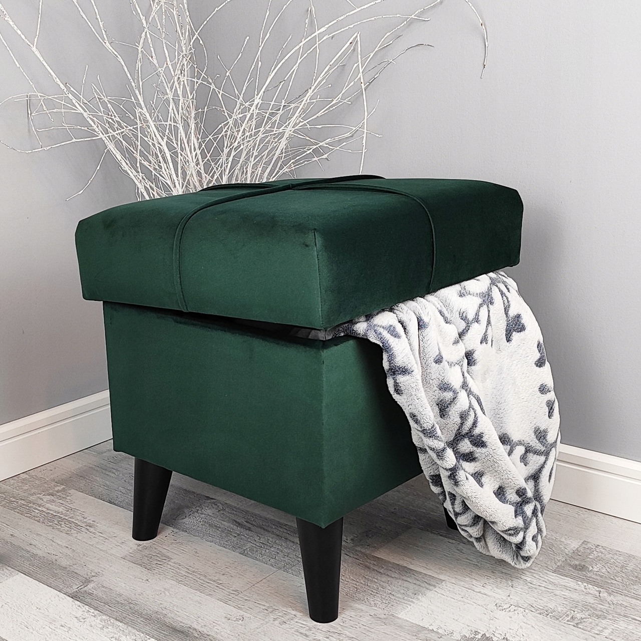 Taburet S Úložným Prostorem A Otevírací Podnožkou Zeleň Lahvová