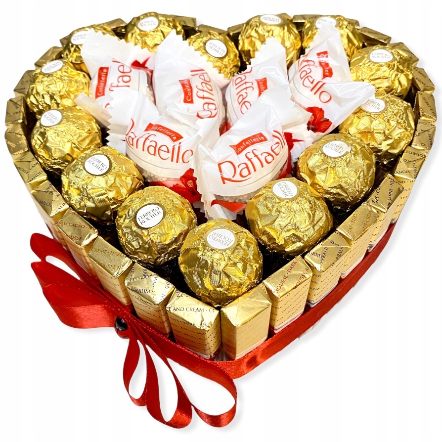 Serce z czekoladek Merci i Ferrero dla Mamy Babci Córki Szefowej