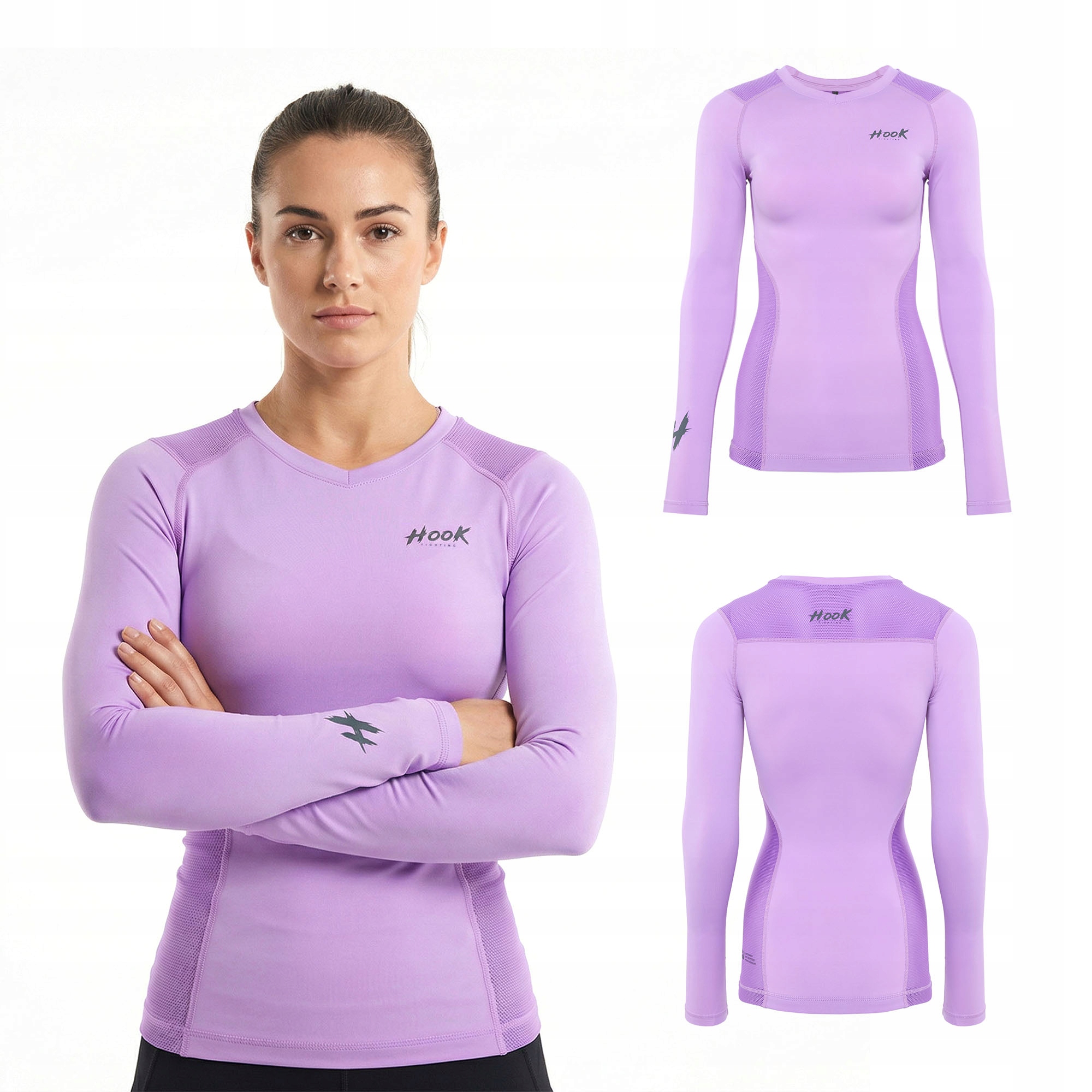 Rashguard damski treningowy Bjj Mma Hook Base fiołkowy długi rękaw S