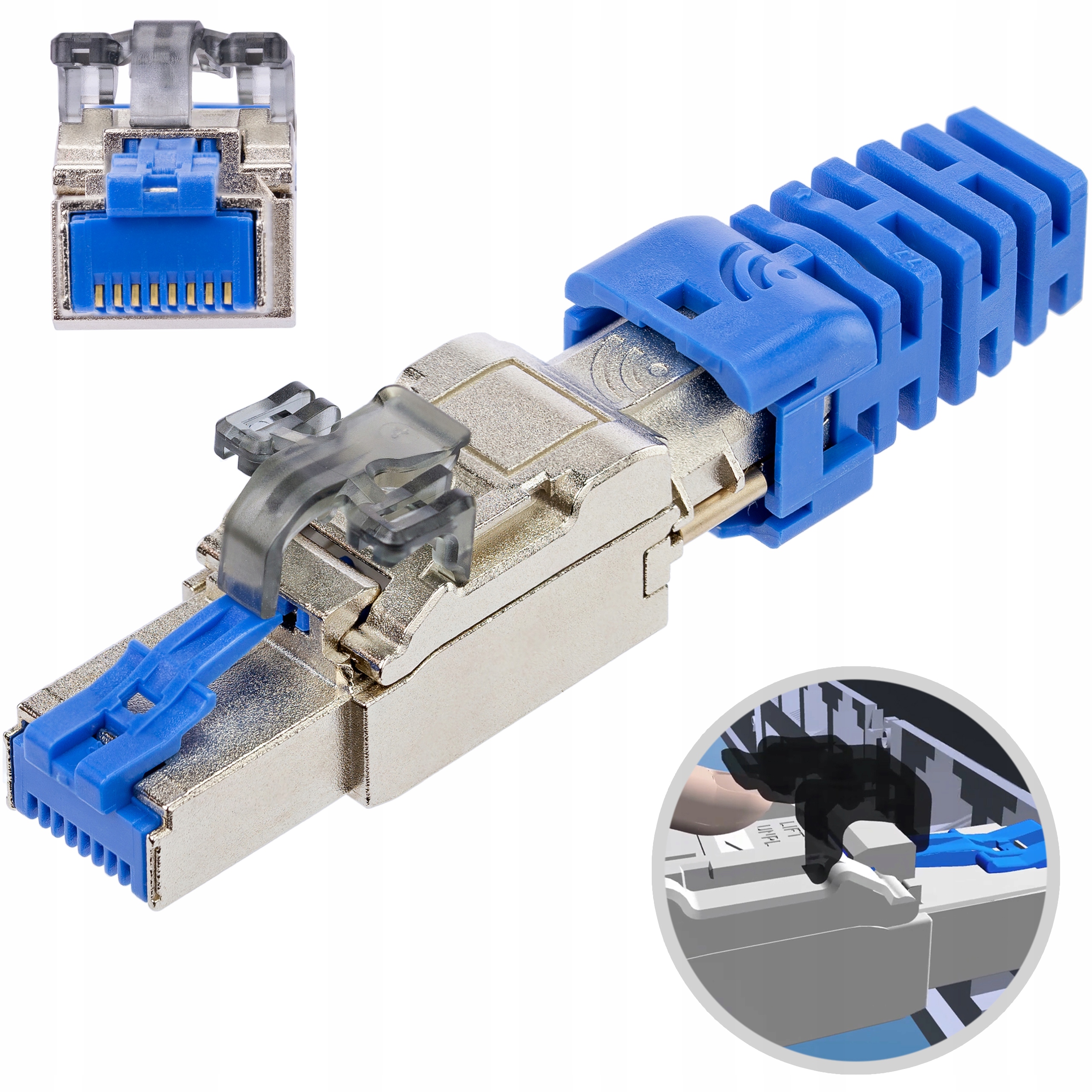 

Wtyk RJ45 kat.6A Ftp Poe+ beznarzędziowy z blokadą