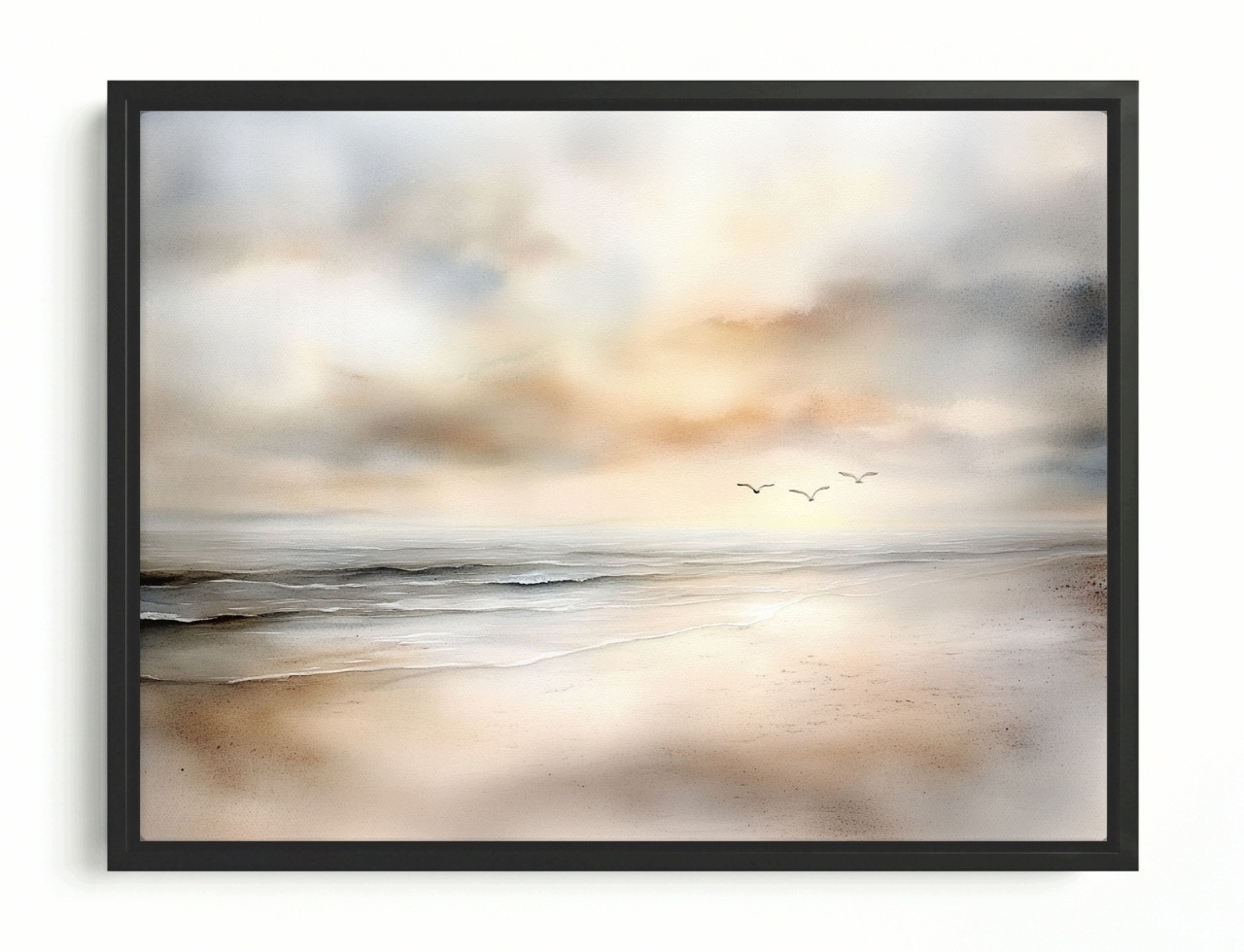 Obraz Rám Americká Krajina Voda Moře Oceán Pláž Mewy Vlny 100x75