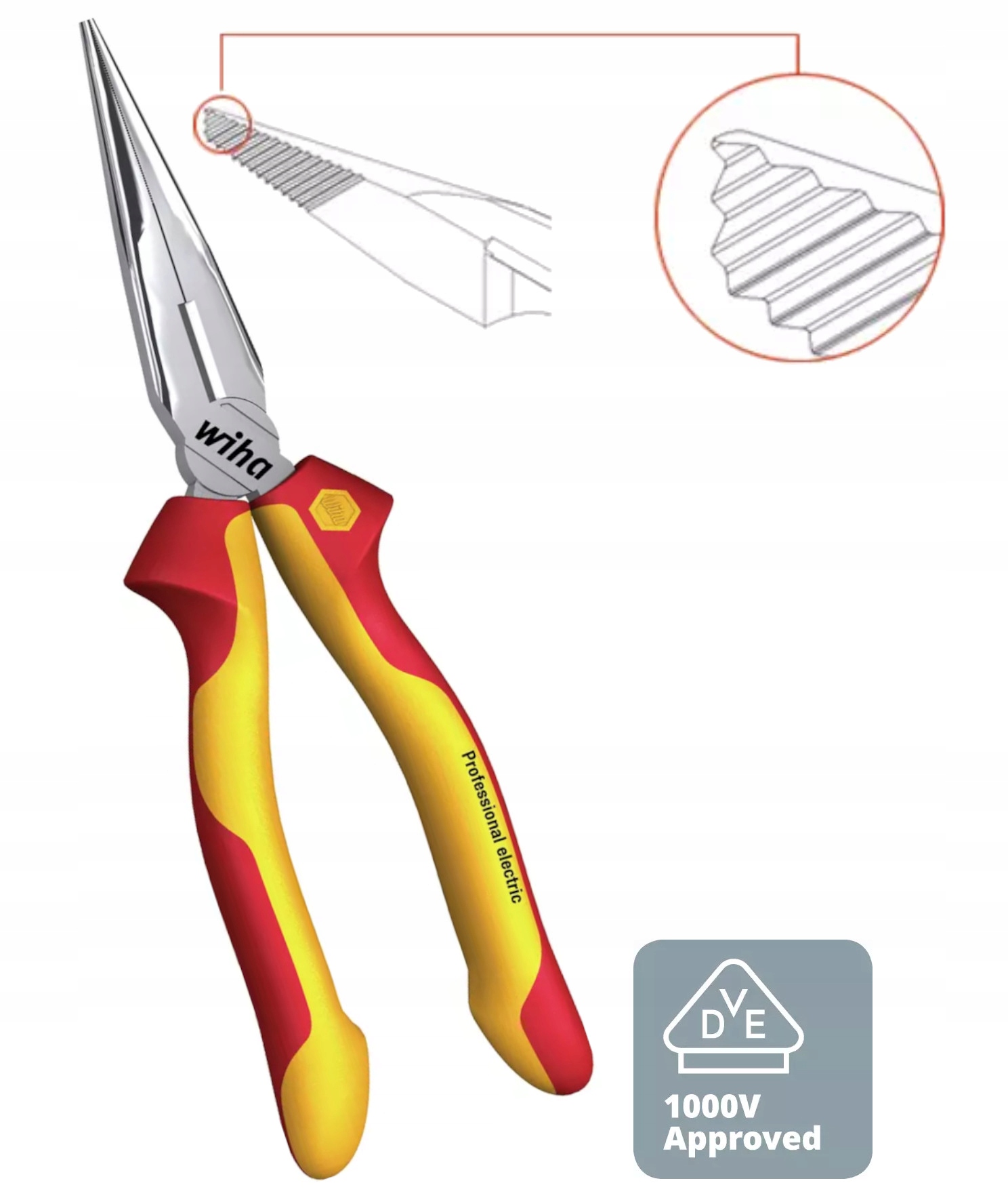 Wiha Půlkulaté kleště Vde electric s rovným ostřím 160 mm 26720