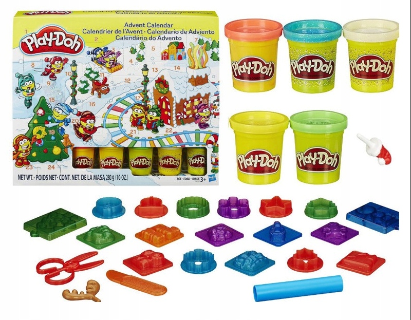 Адвент-календарь Play-Doh, 24 цвета массы для лепки, 28 аксессуаров и карточки с идеями, от 3 лет — фото 4