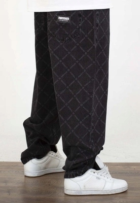 Kalhoty Mass Jeans Extra Baggy Fit Monogram černé seprané