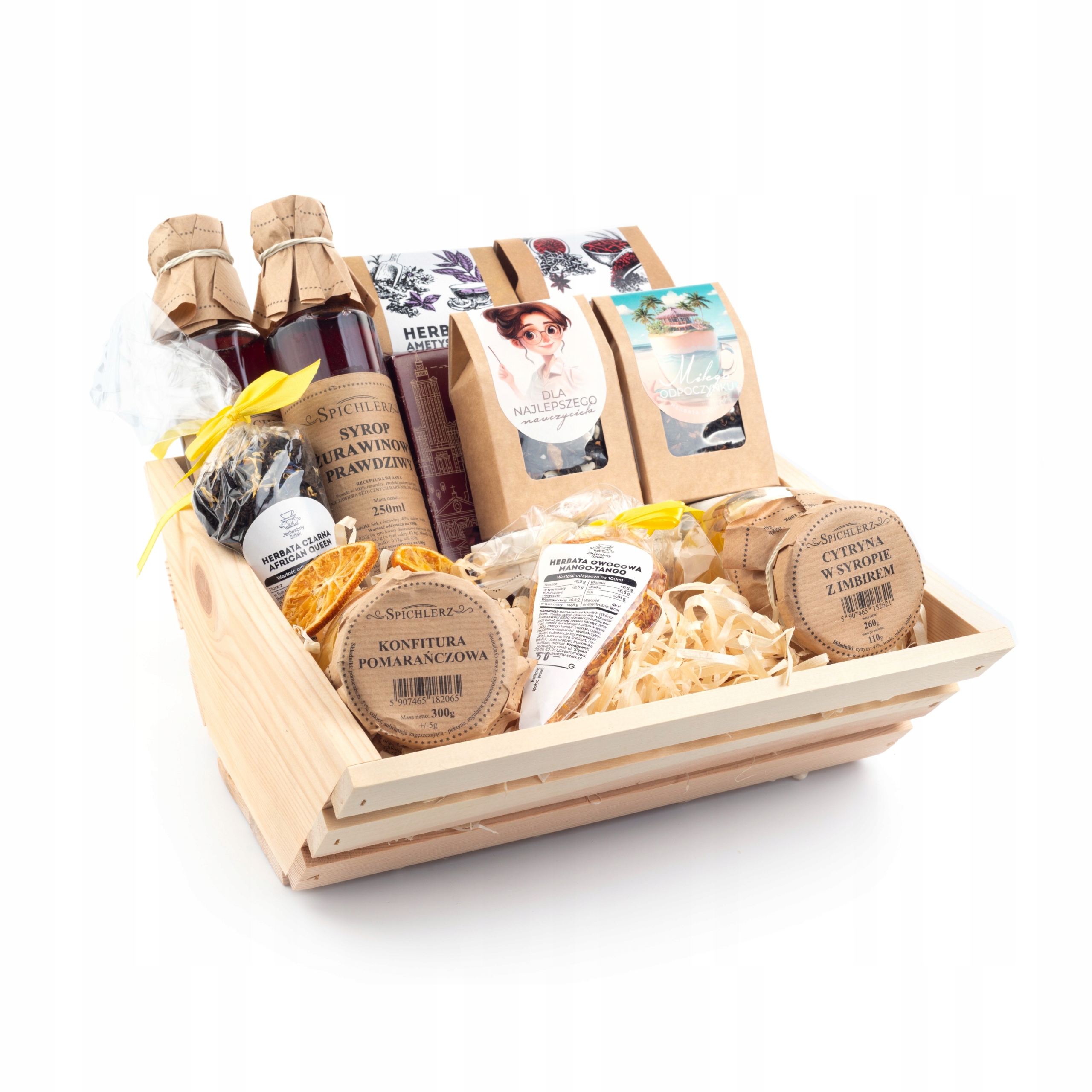 Premium Zestaw Dla Nauczyciela czekolada herbata kosz prezentowy