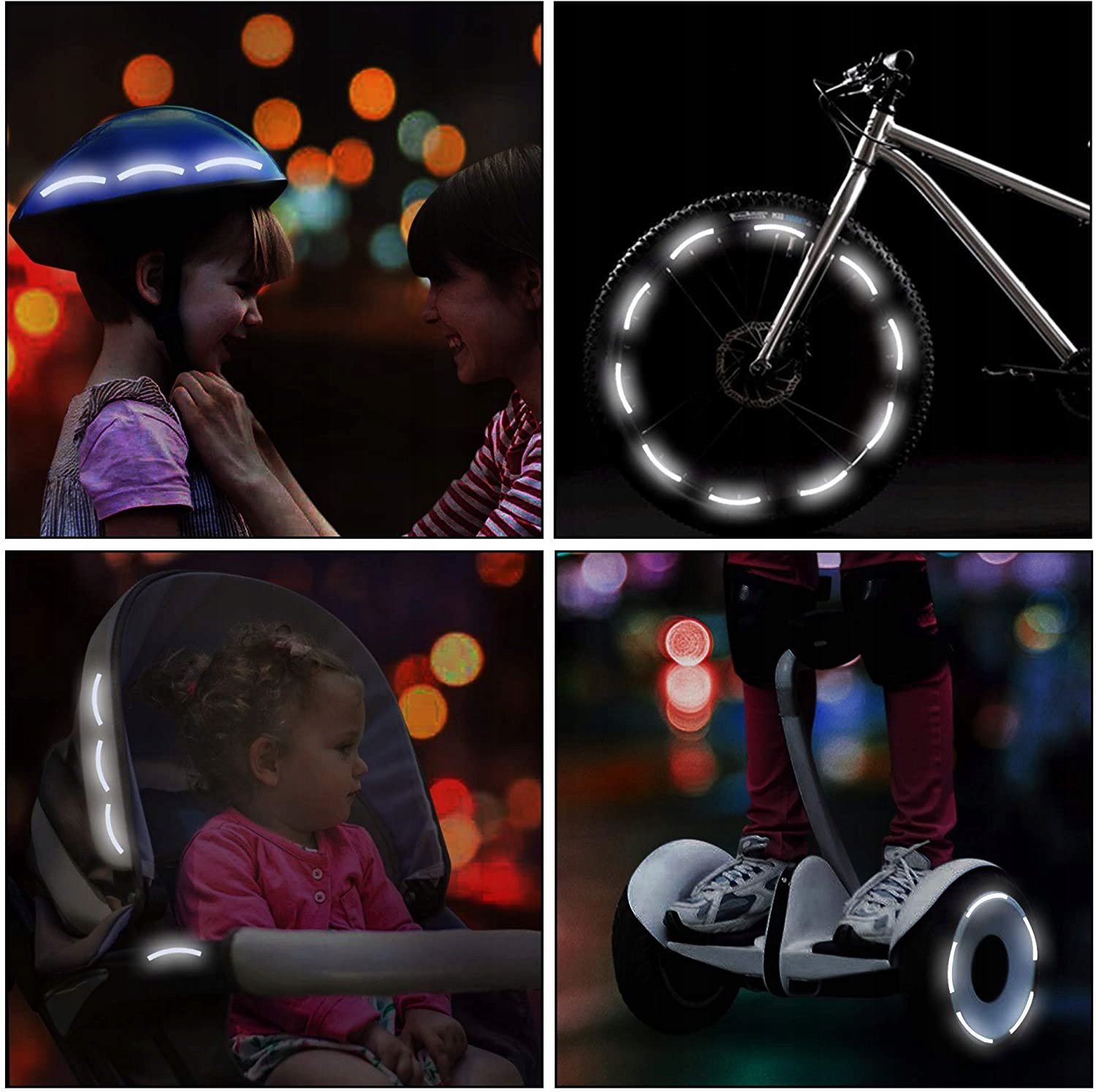 NAKLEJKI ODBLASKOWE SAMOPRZYLEPNE KOLORY 8SZT WODOODPORNE ODBLASK Model OSTRZEGAWCZE TAŚMA naklejki kola opony