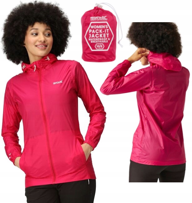 Kurtka przeciwdeszczowa Regatta RWW305 D4D Pack-It różowy S