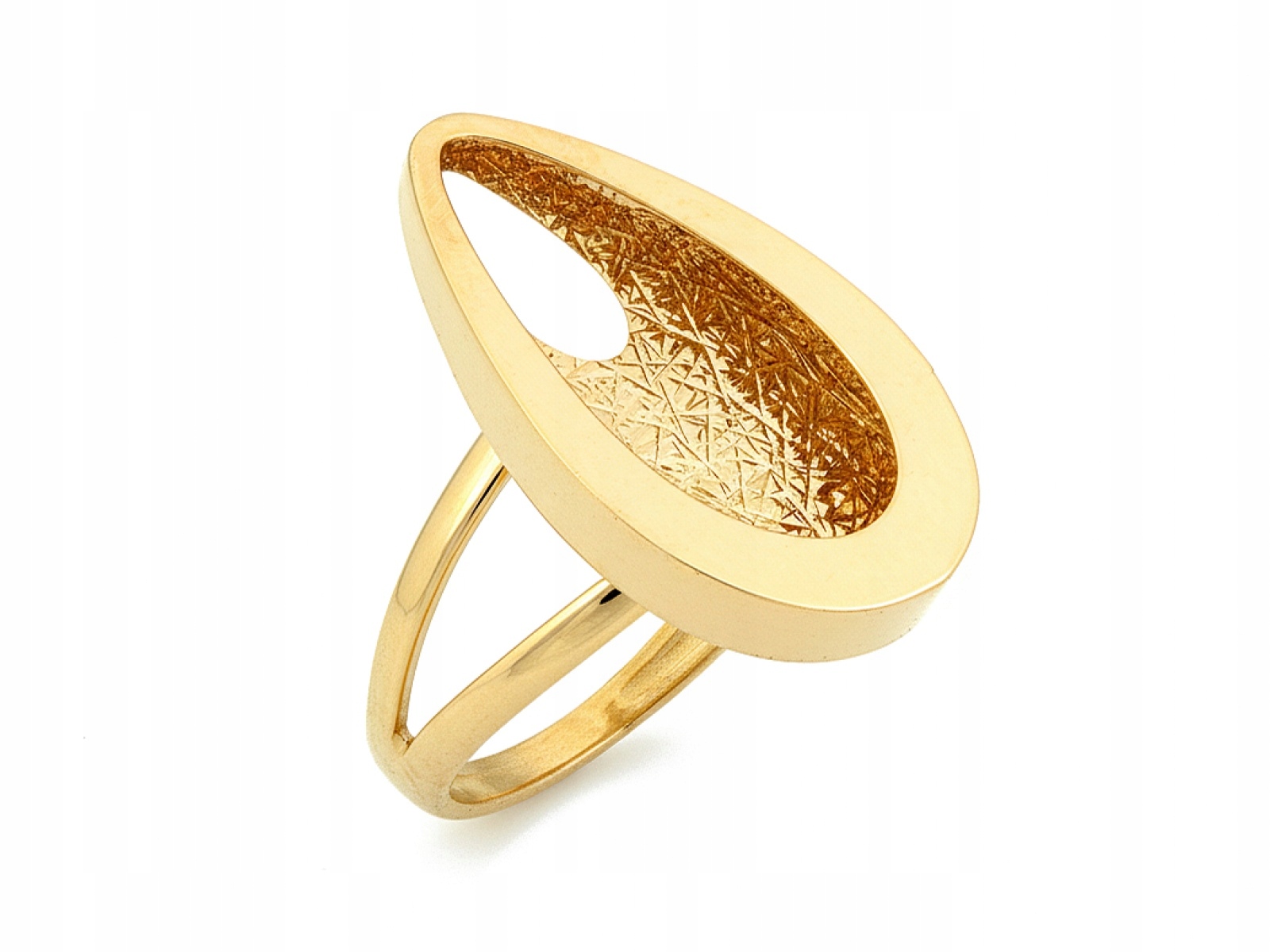 Zlatý prstýnek 585 moderní Mandle 19r lesklá kapka 2.2g Slzička