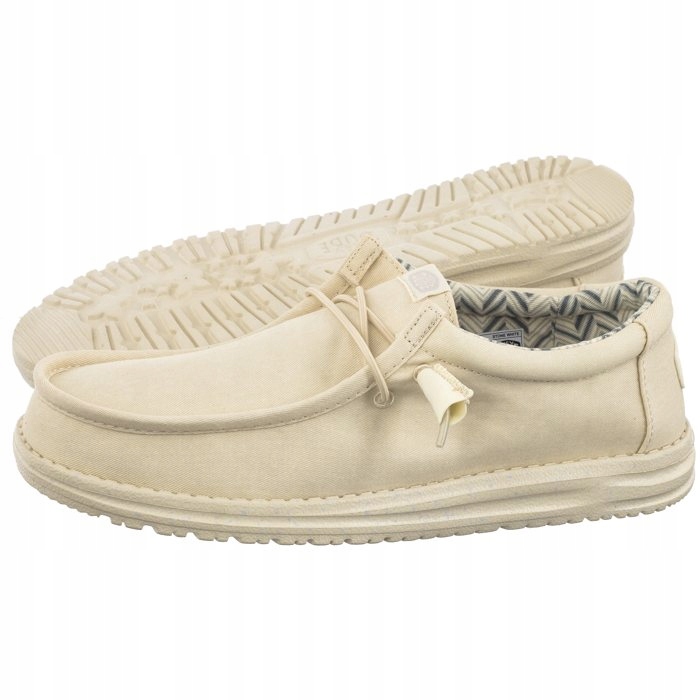 Pánské polobotky Hey Dude Wally Stretch Canvas Stone White Béžové