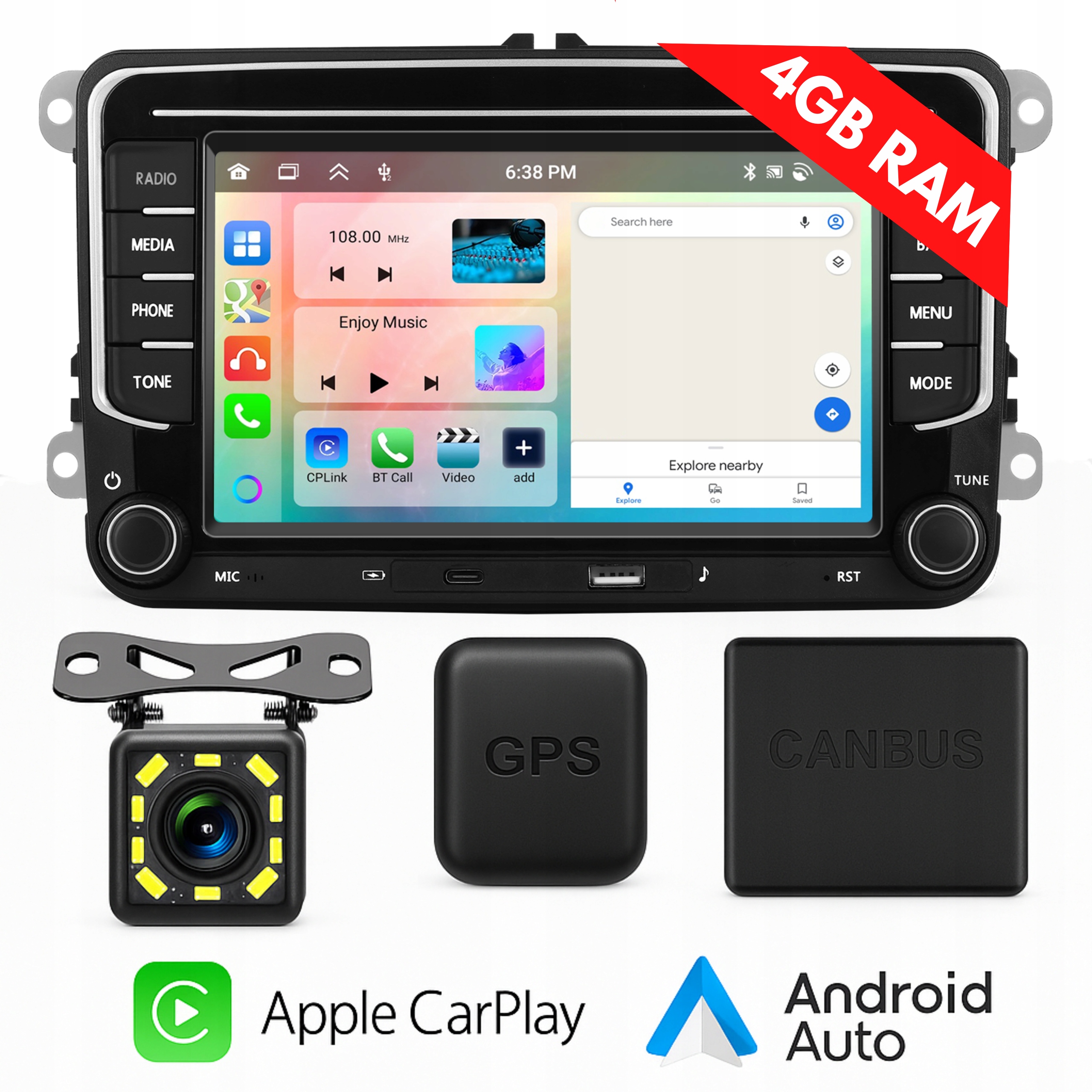 Radio 4GB/64GB Volkswagen Seat Skoda Passat Golf V 5 VI 6 Gps Android Wifi