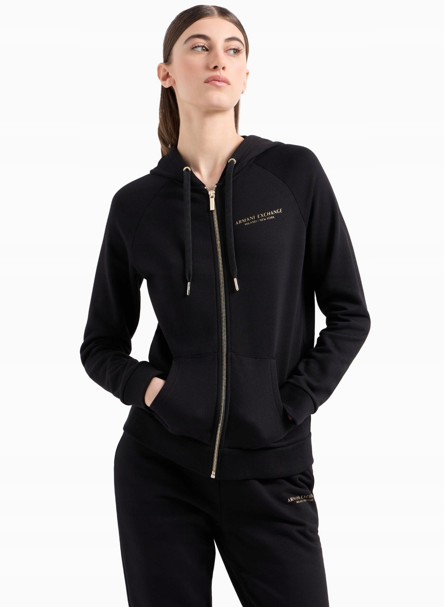 Mikina Armani Exchange 8NYM28 YJE5Z 52AK černá zlatá L