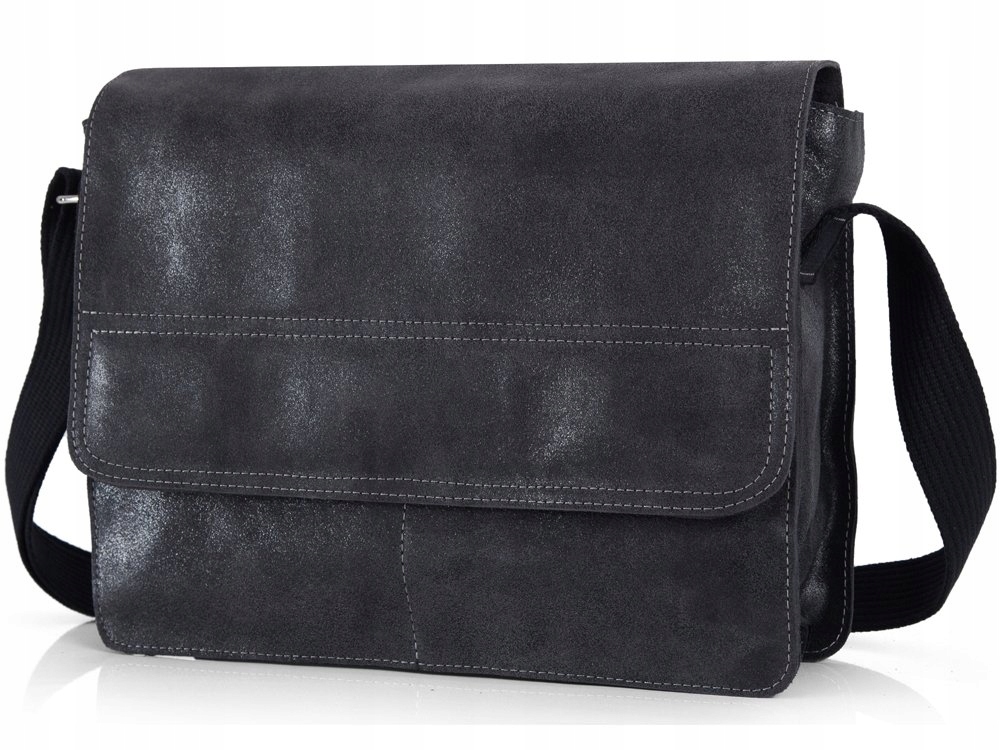 GRAFITOWA SKÓRZANA TORBA LISTONOSZKA NA DOKUMENTY SOLOME BLACKROCK