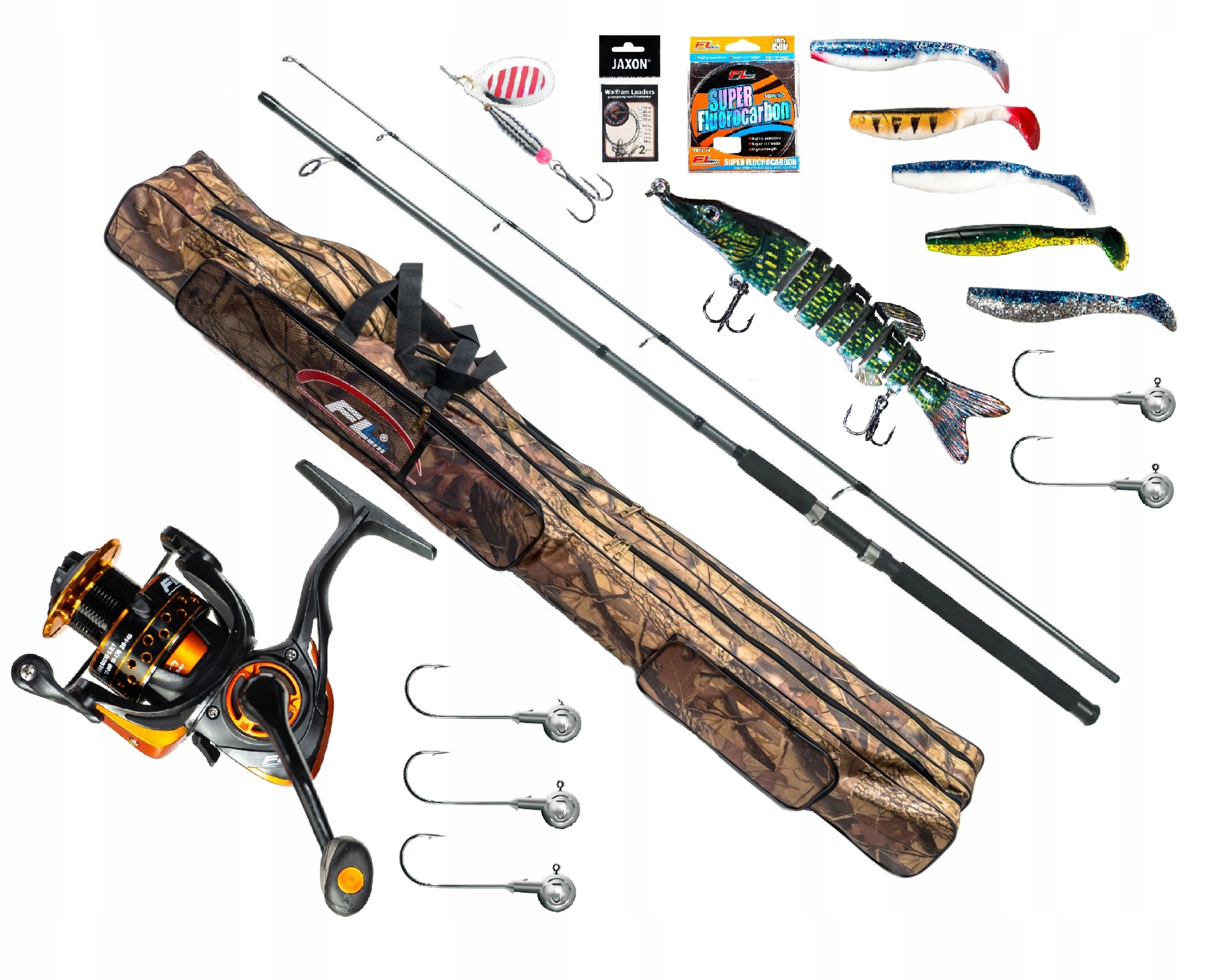 Zestaw Na Szczupaka Wędka Jaxon Kołowrotek Torba Żyłka Wobler Spinning
