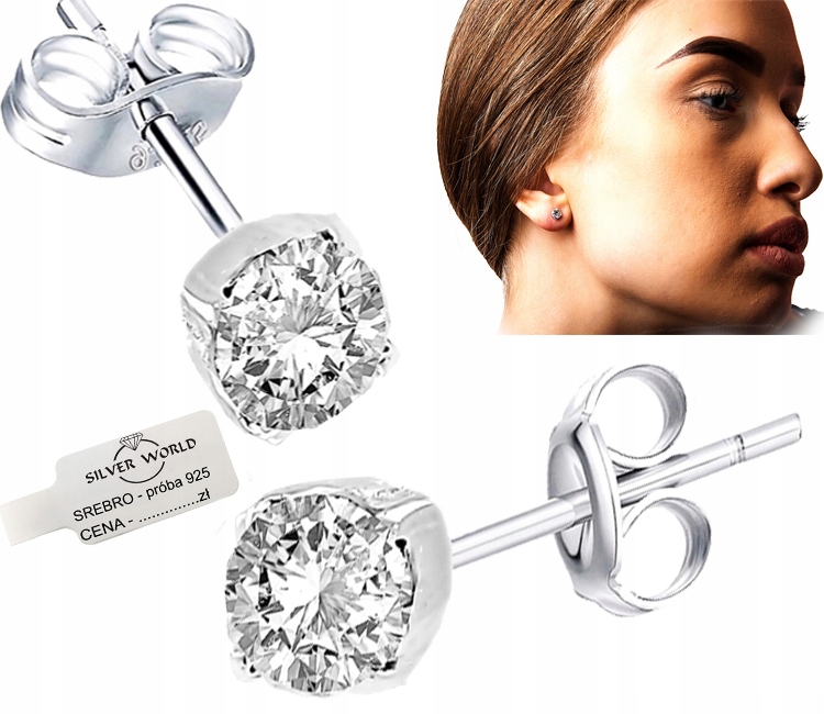 

Kolczyki Srebrne Wkrętki SZTYFT.Cyrkonie Swarovski