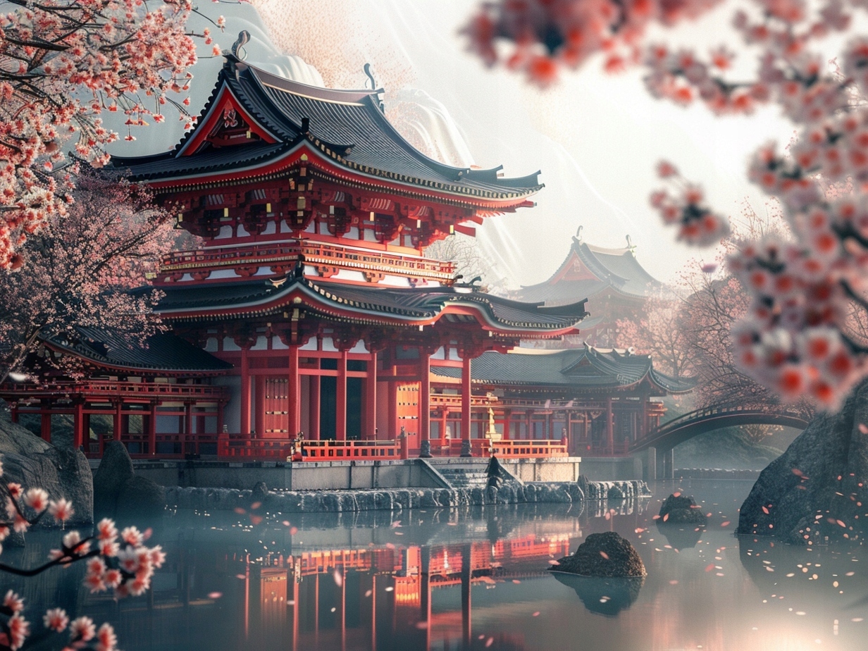 Obraz Na Plátně Canvas Zahrada Chrám Pagoda Japonsko Asie Višeň 80x60